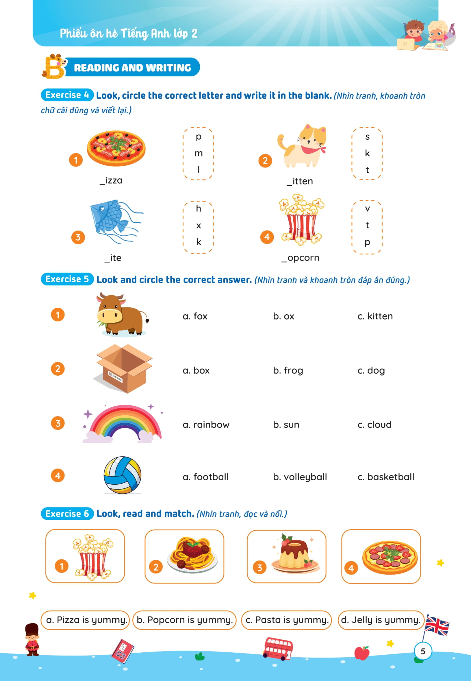 Phieu On He Tieng Anh Lop 2