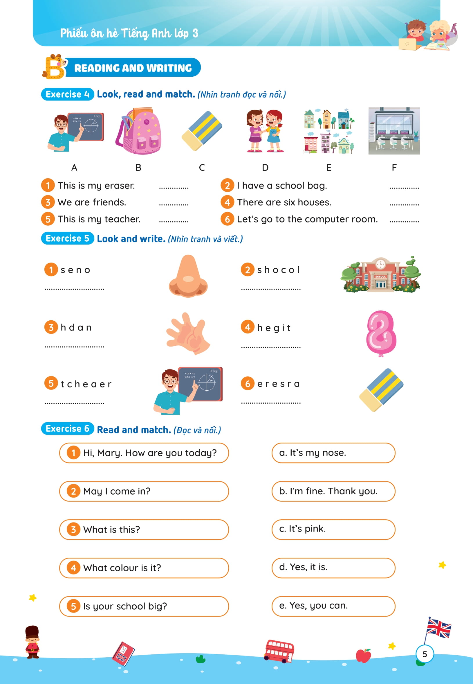 Phieu On He Tieng Anh Lop 3