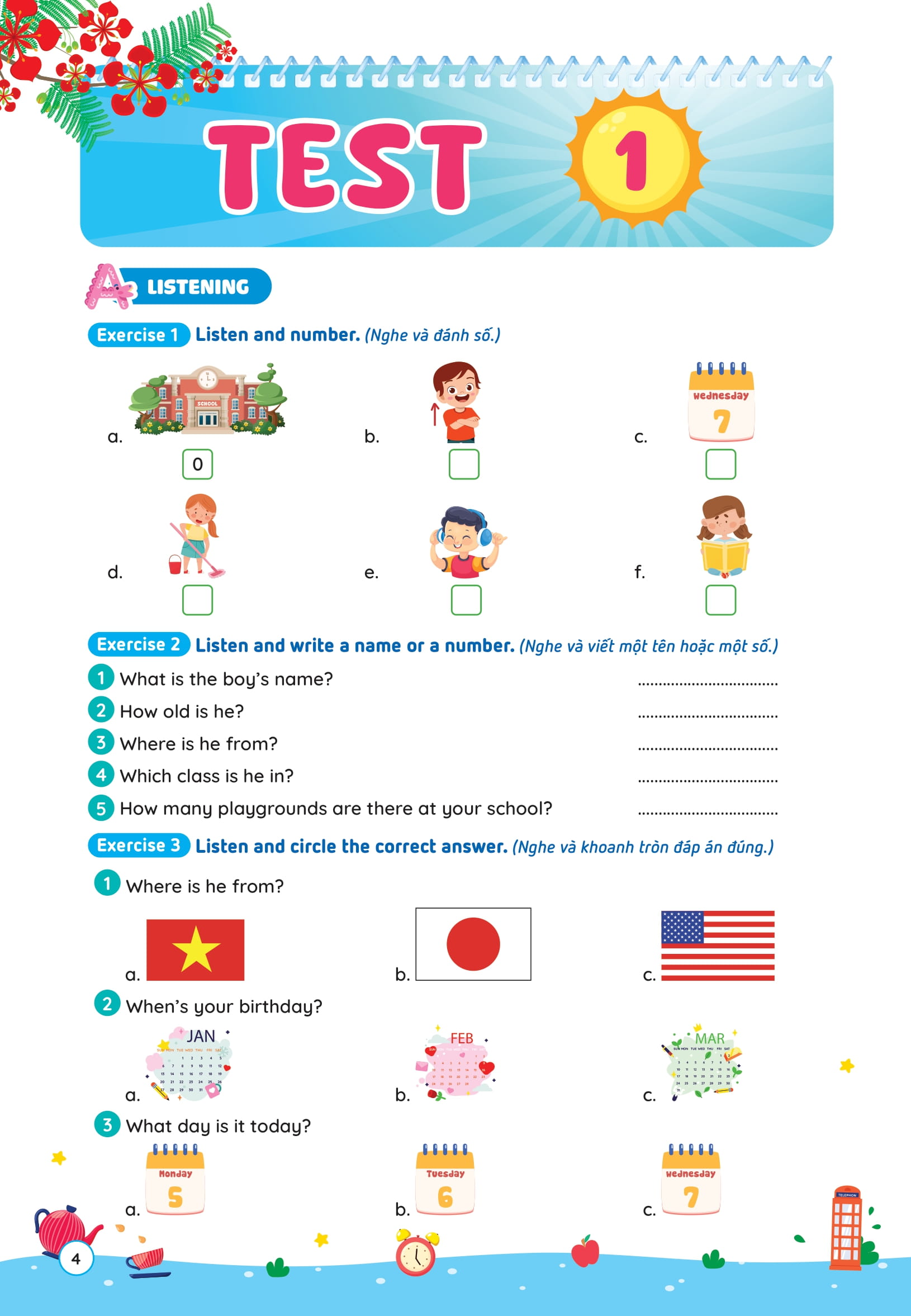 Phieu On He Tieng Anh Lop 4