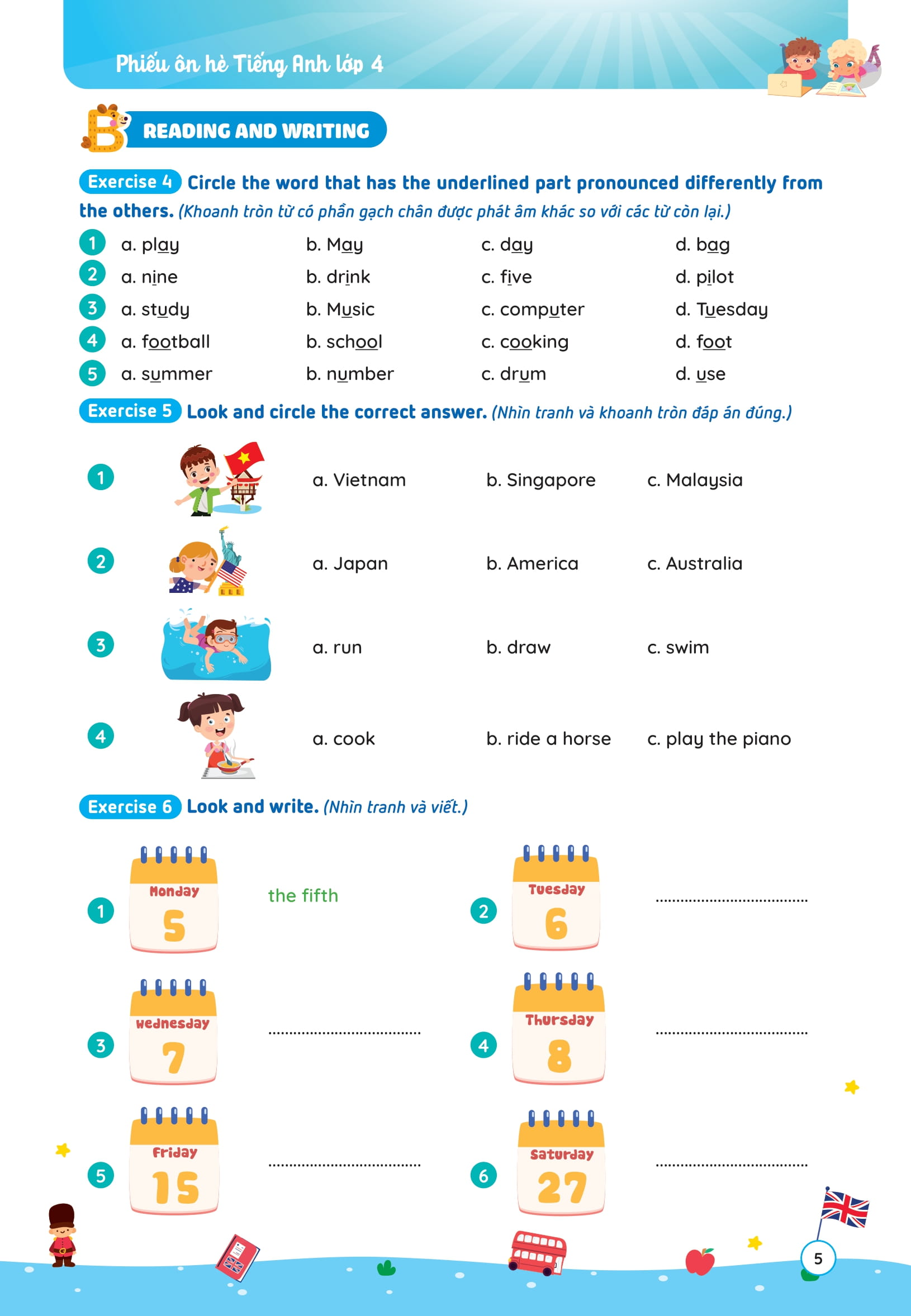 Phieu On He Tieng Anh Lop 4