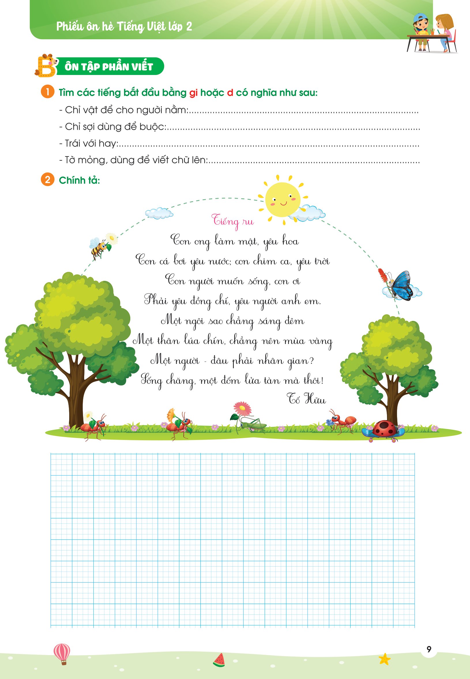 phiếu ôn hè tiếng việt 2 (theo chương trình giáo dục phổ thông mới)