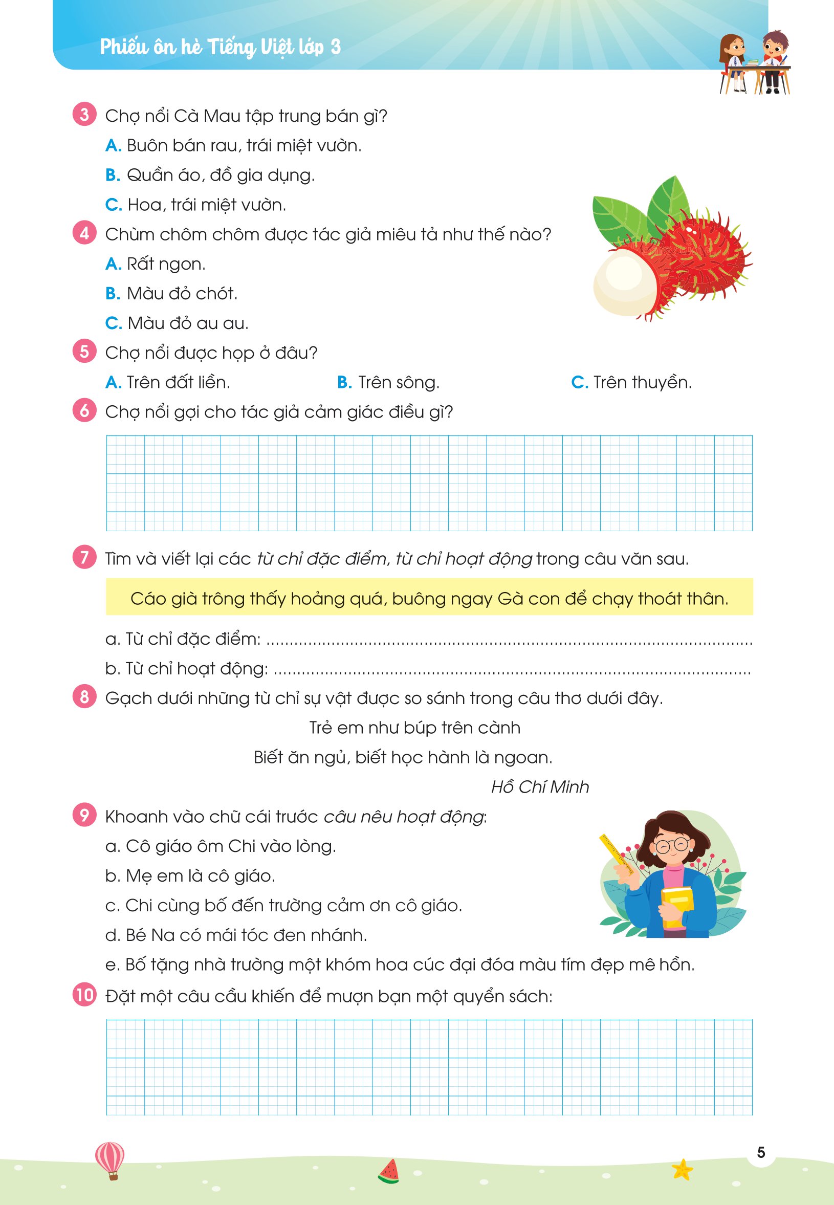 phiếu ôn hè tiếng việt lớp 3