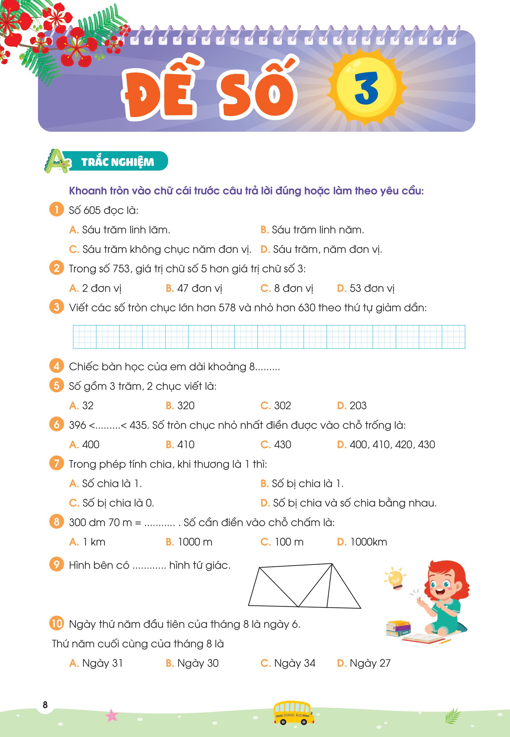 phiếu ôn hè toán lớp 2