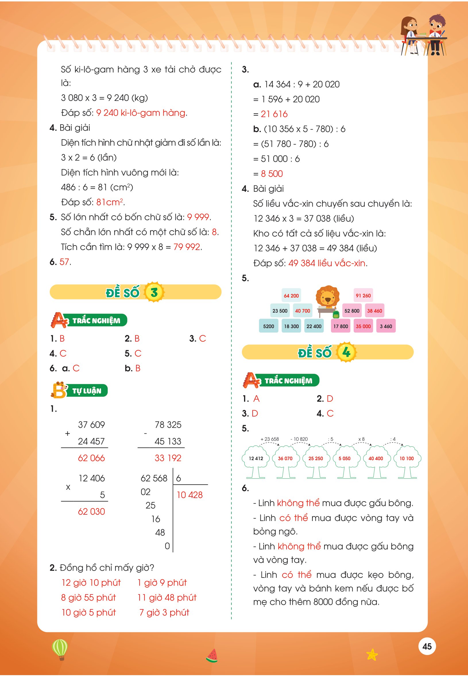 phiếu ôn hè toán lớp 3