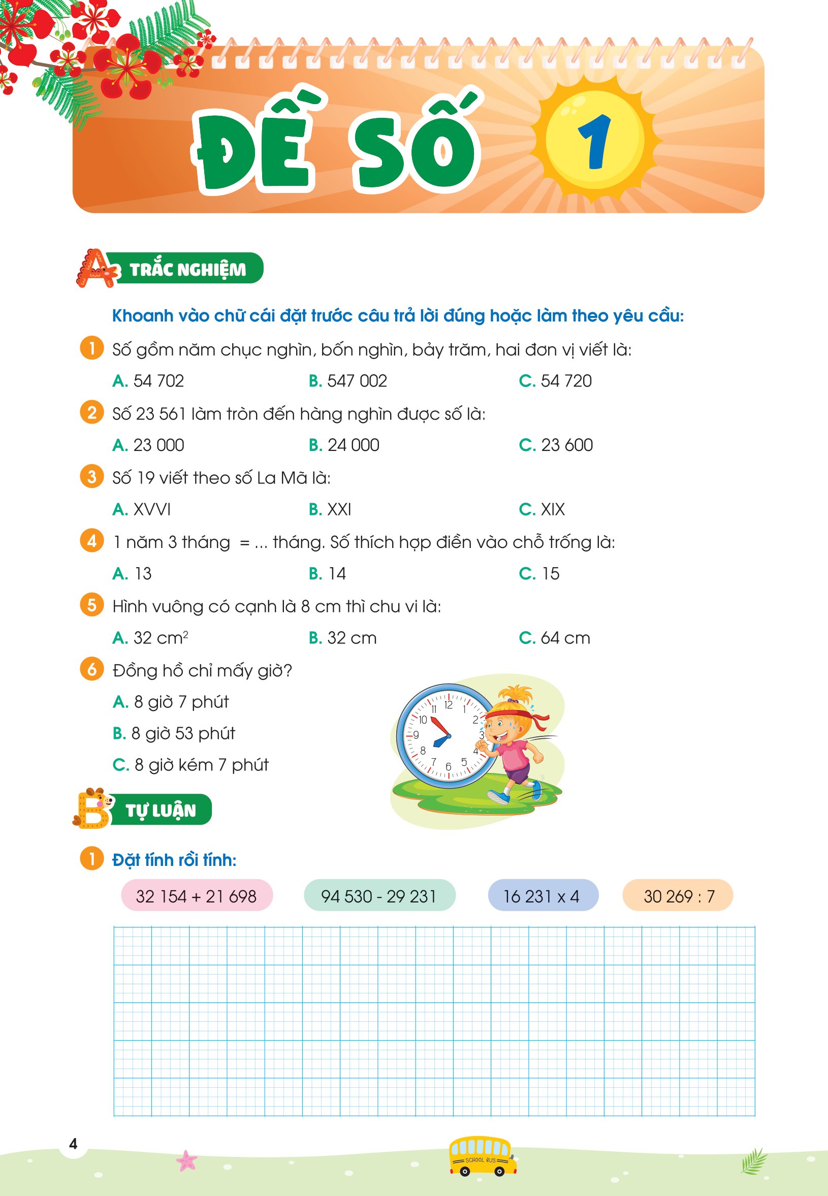 phiếu ôn hè toán lớp 3