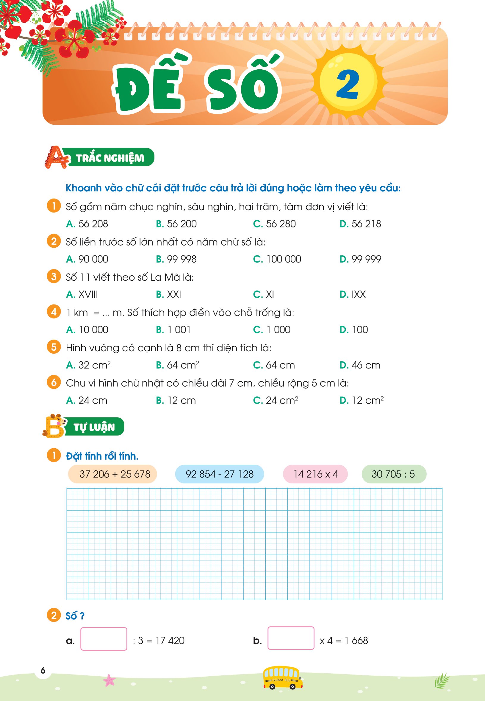 phiếu ôn hè toán lớp 3