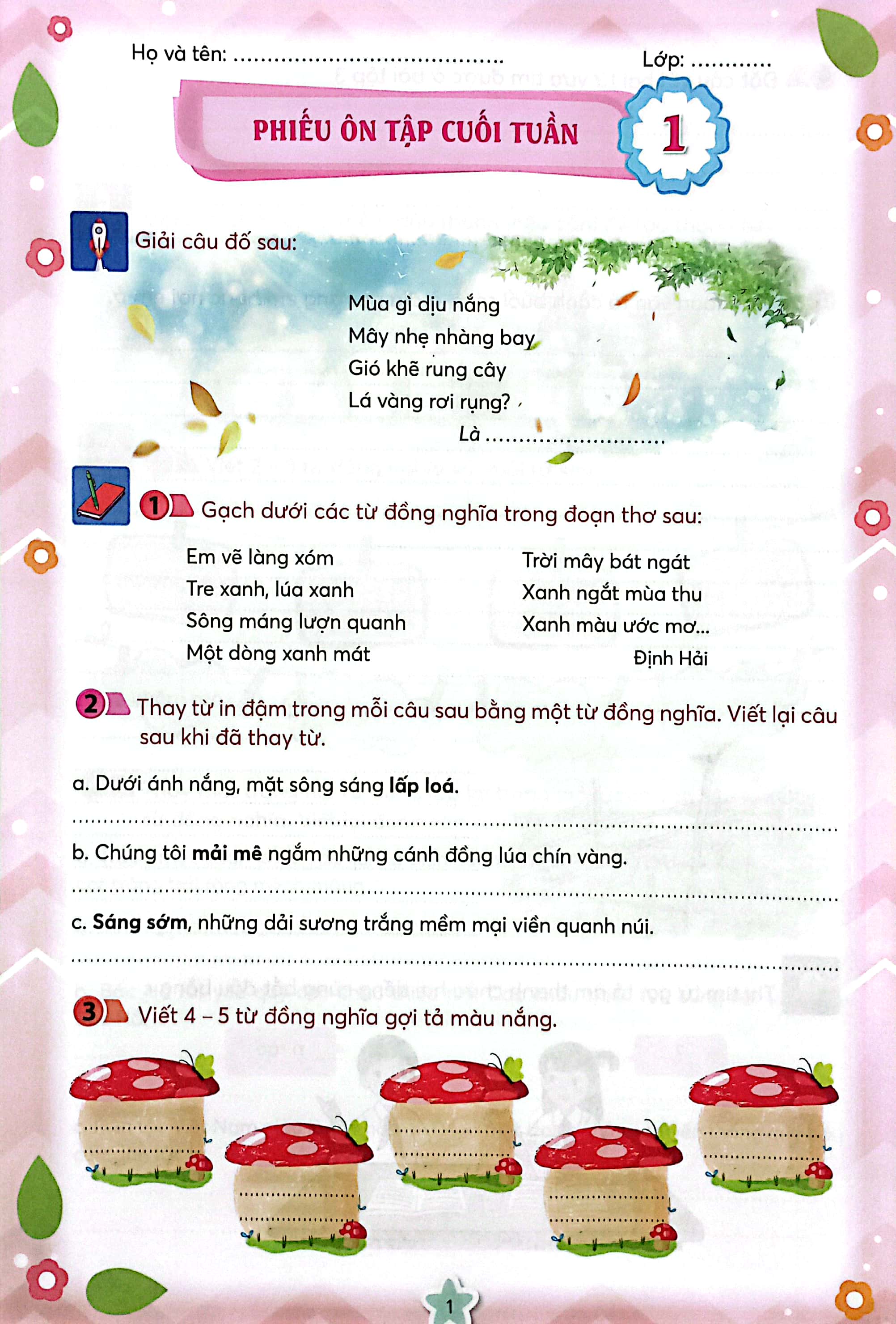 phiếu ôn tập cuối tuần môn tiếng việt 5 (chân trời) (chuẩn)