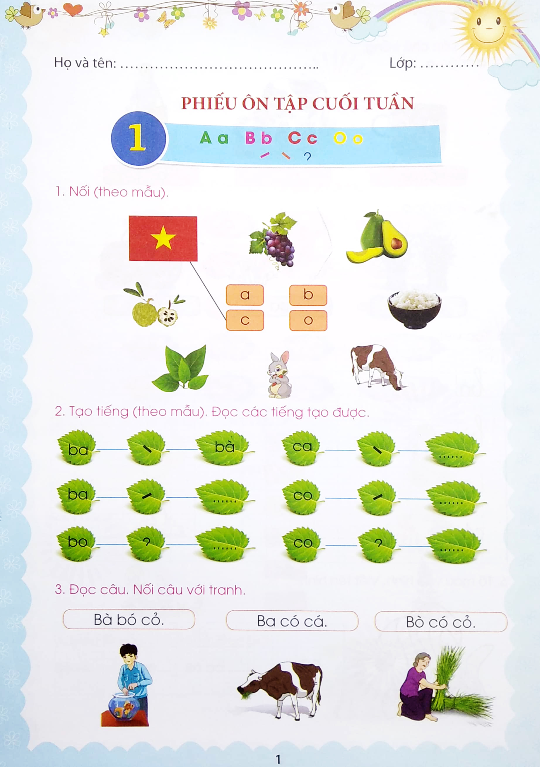 phiếu ôn tập cuối tuần môn tiếng việt lớp 1 (bộ sách chân trời sáng tạo)