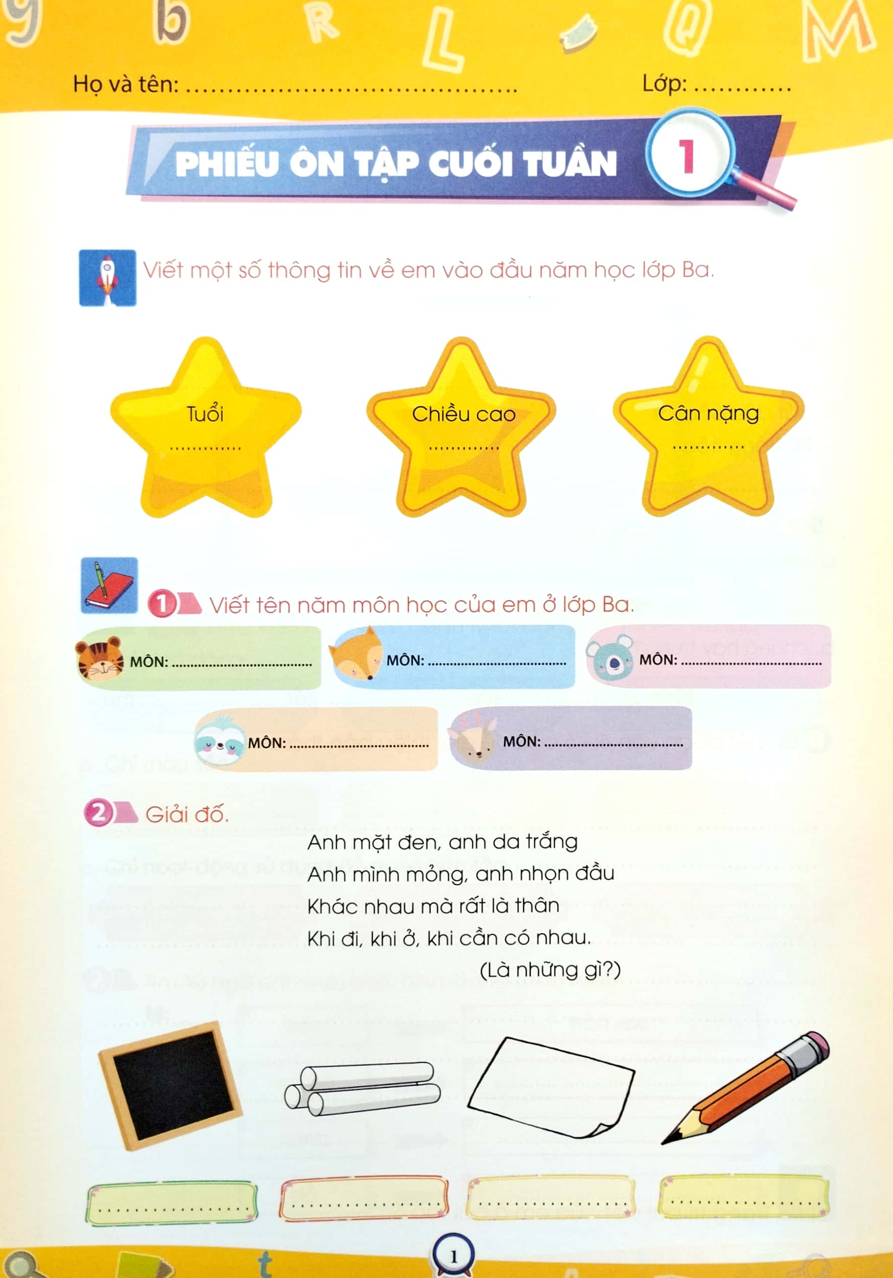 phiếu ôn tập cuối tuần - môn tiếng việt - lớp 3 - chân trời sáng tạo (2023)