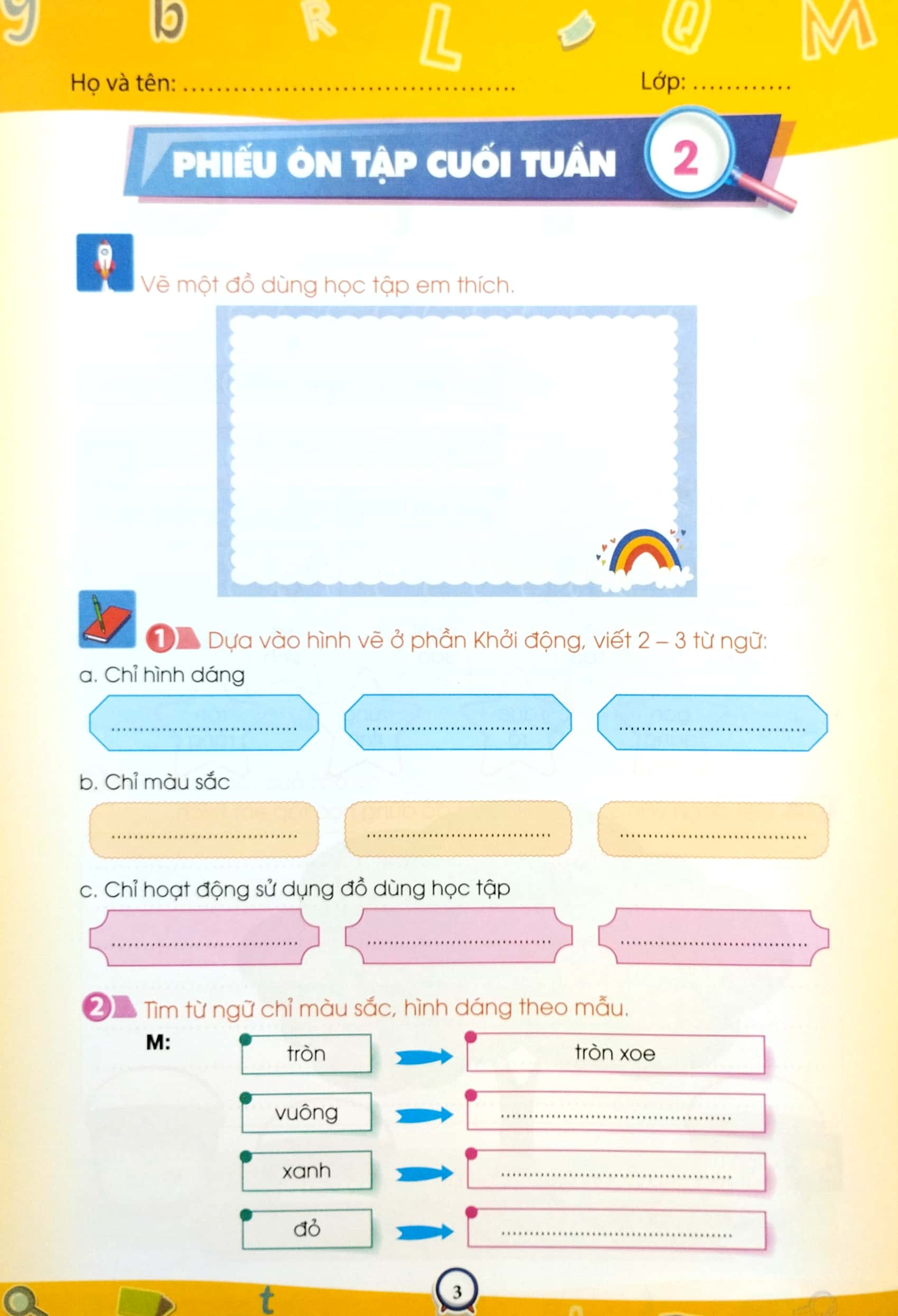 phiếu ôn tập cuối tuần - môn tiếng việt - lớp 3 - chân trời sáng tạo (2023)