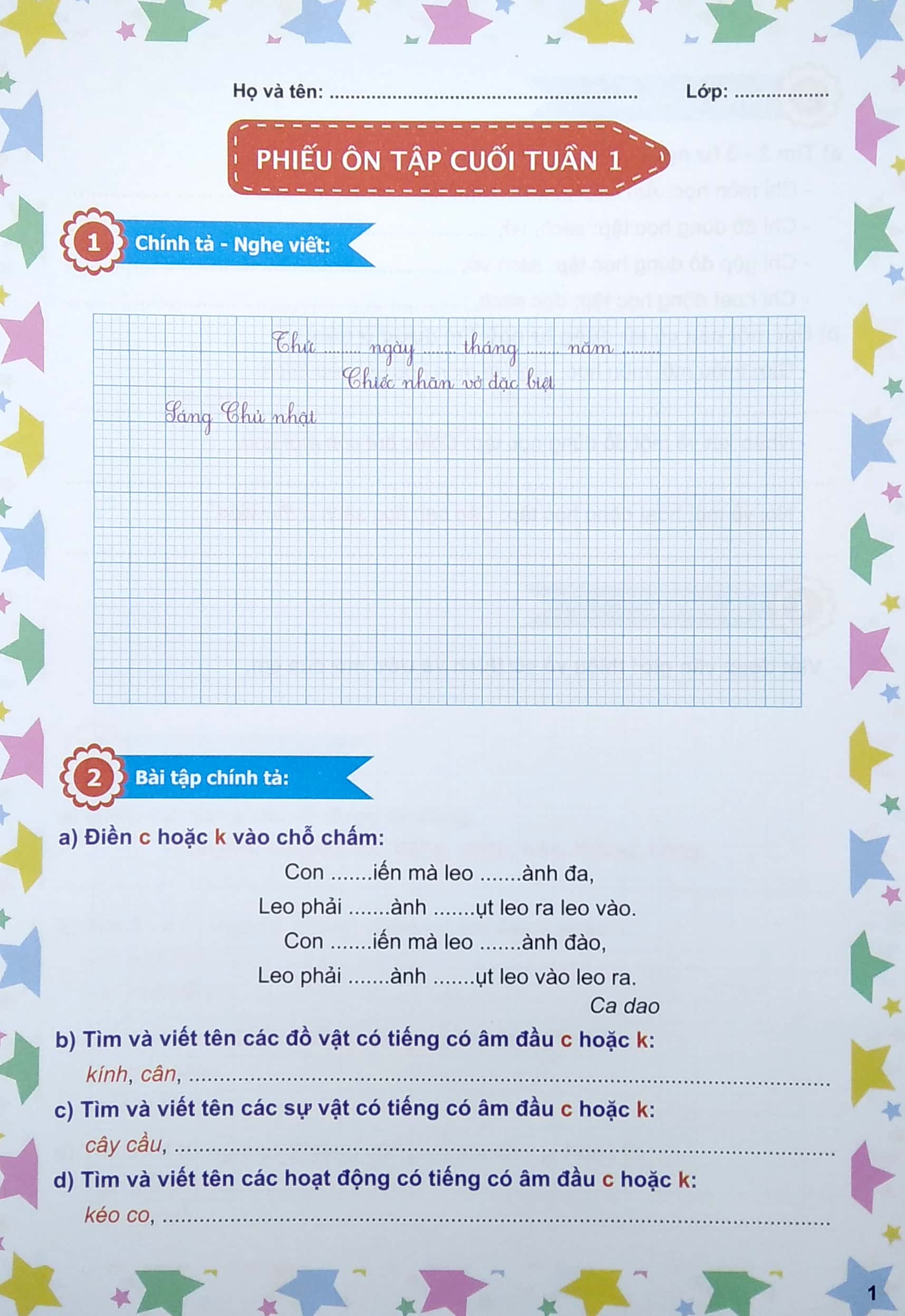 phiếu ôn tập cuối tuần môn tiếng việt lớp 3 (ct)