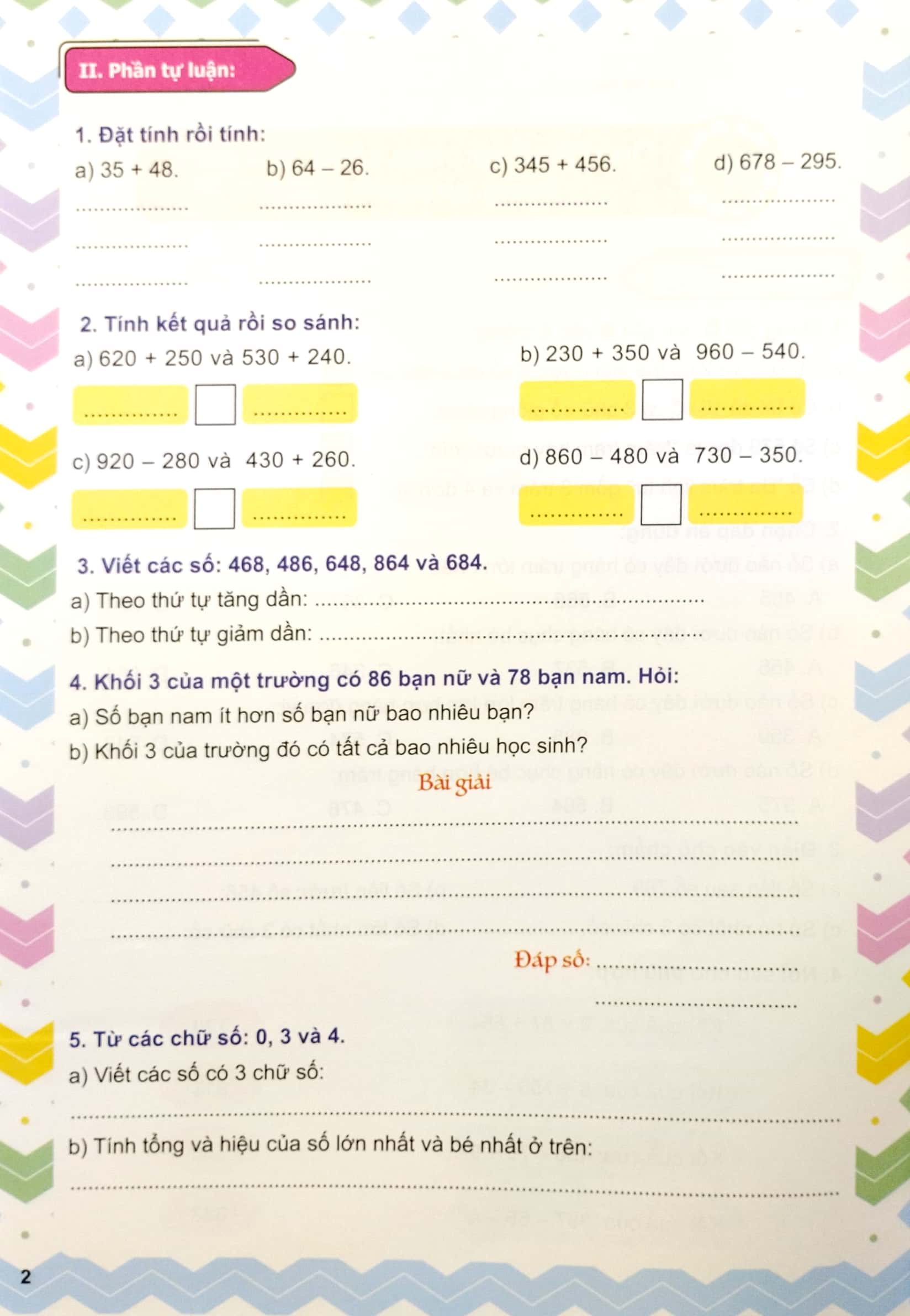 phiếu ôn tập cuối tuần môn toán lớp 3 (ct)