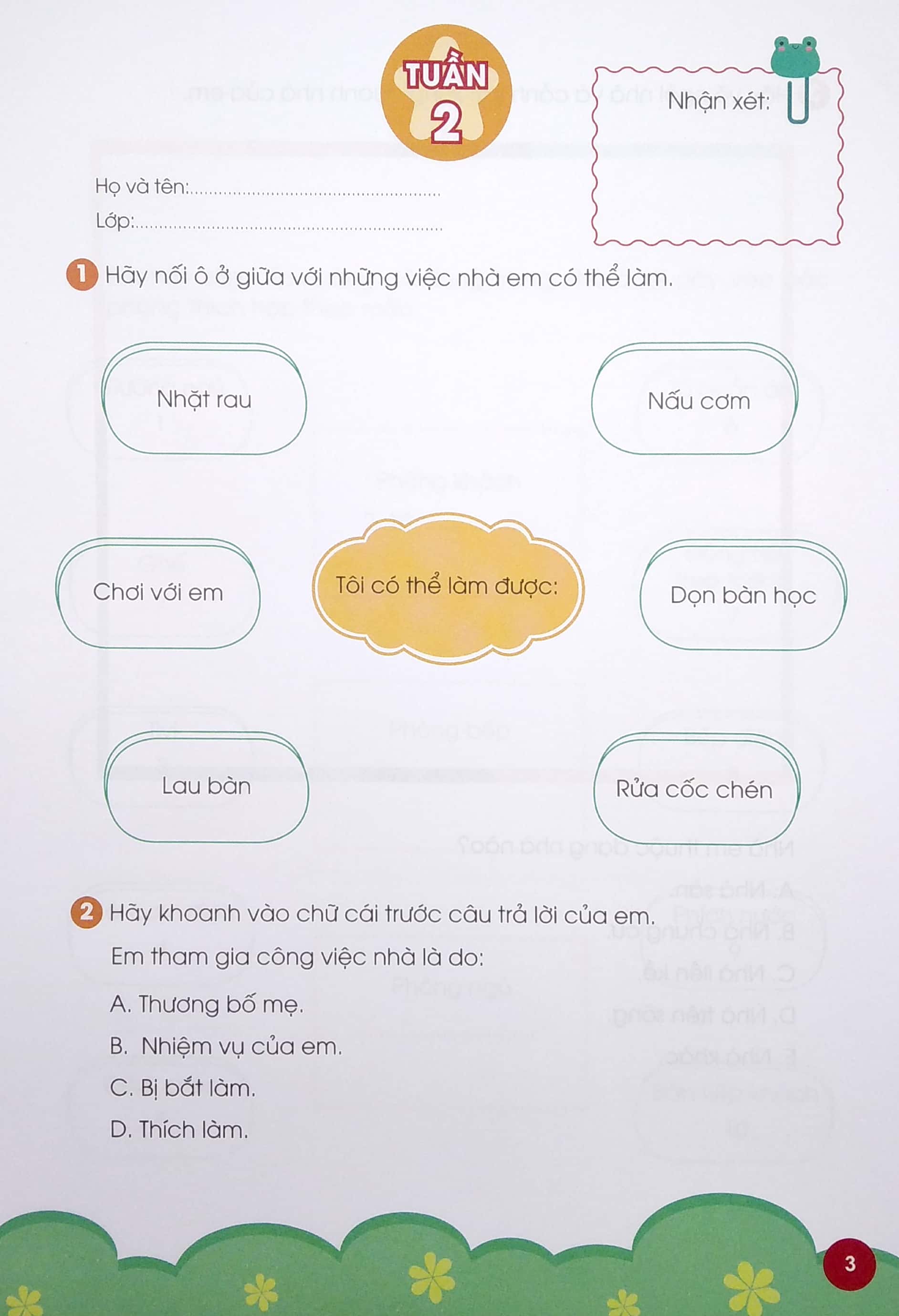 phiếu thực hành cuối tuần môn tự nhiên và xã hội 1 (bộ sách cánh diều) - 2020