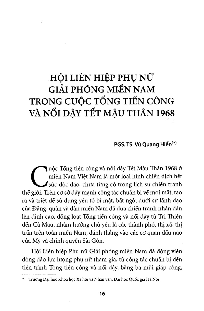 phụ nữ sài gòn gia định và nam bộ trong cuộc tổng tiến công và nổi dậy xuân mậu thân 1968