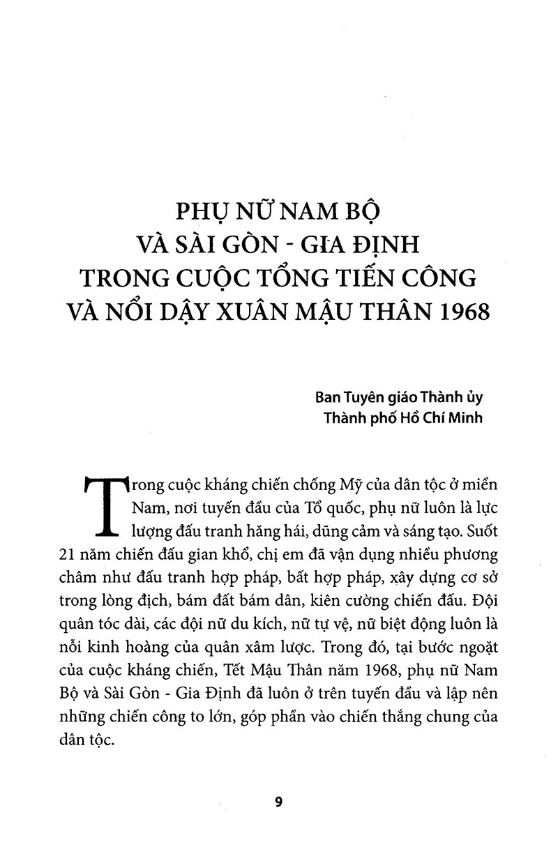 phụ nữ sài gòn gia định và nam bộ trong cuộc tổng tiến công và nổi dậy xuân mậu thân 1968
