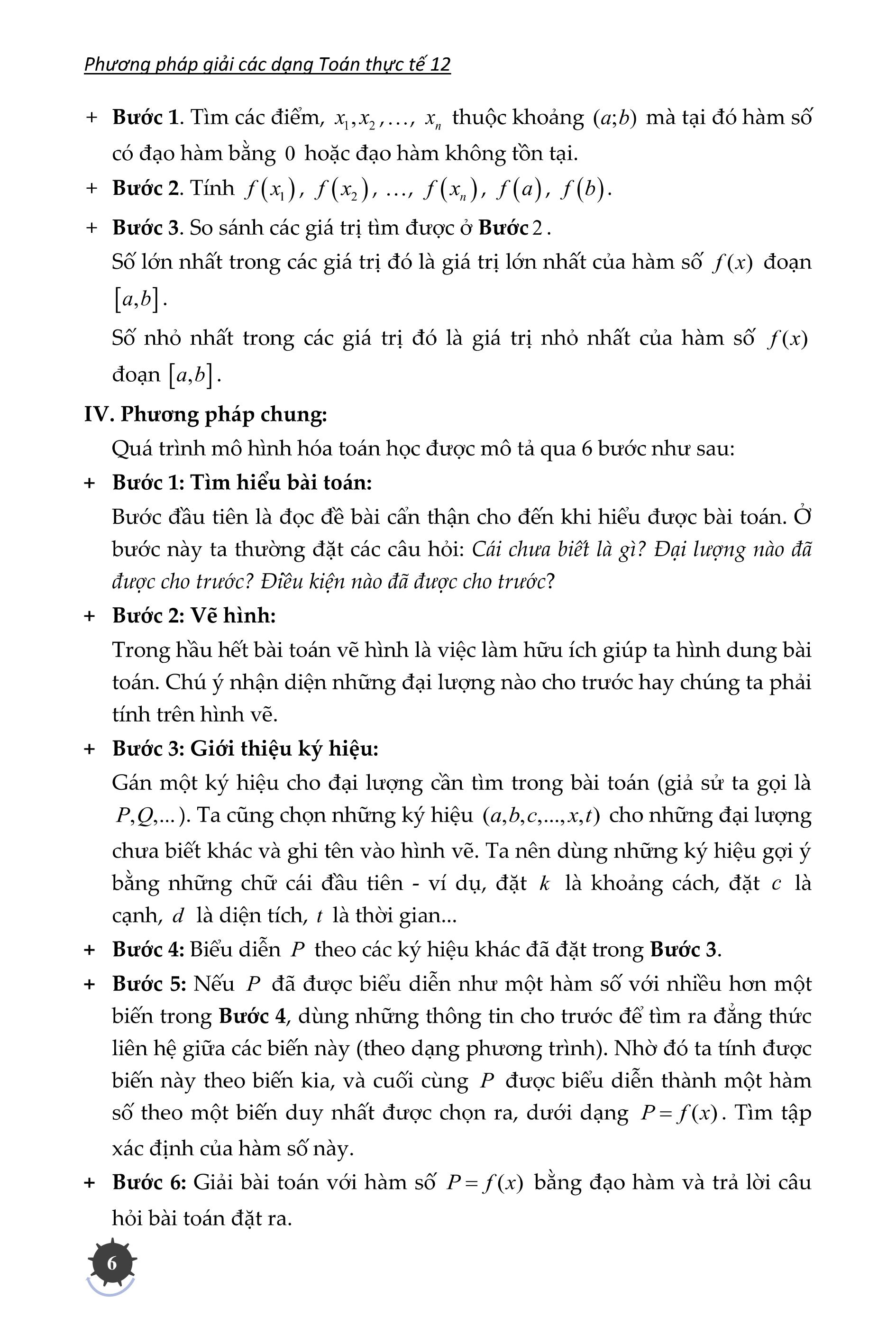 phương pháp giải các dạng toán thực tế 12