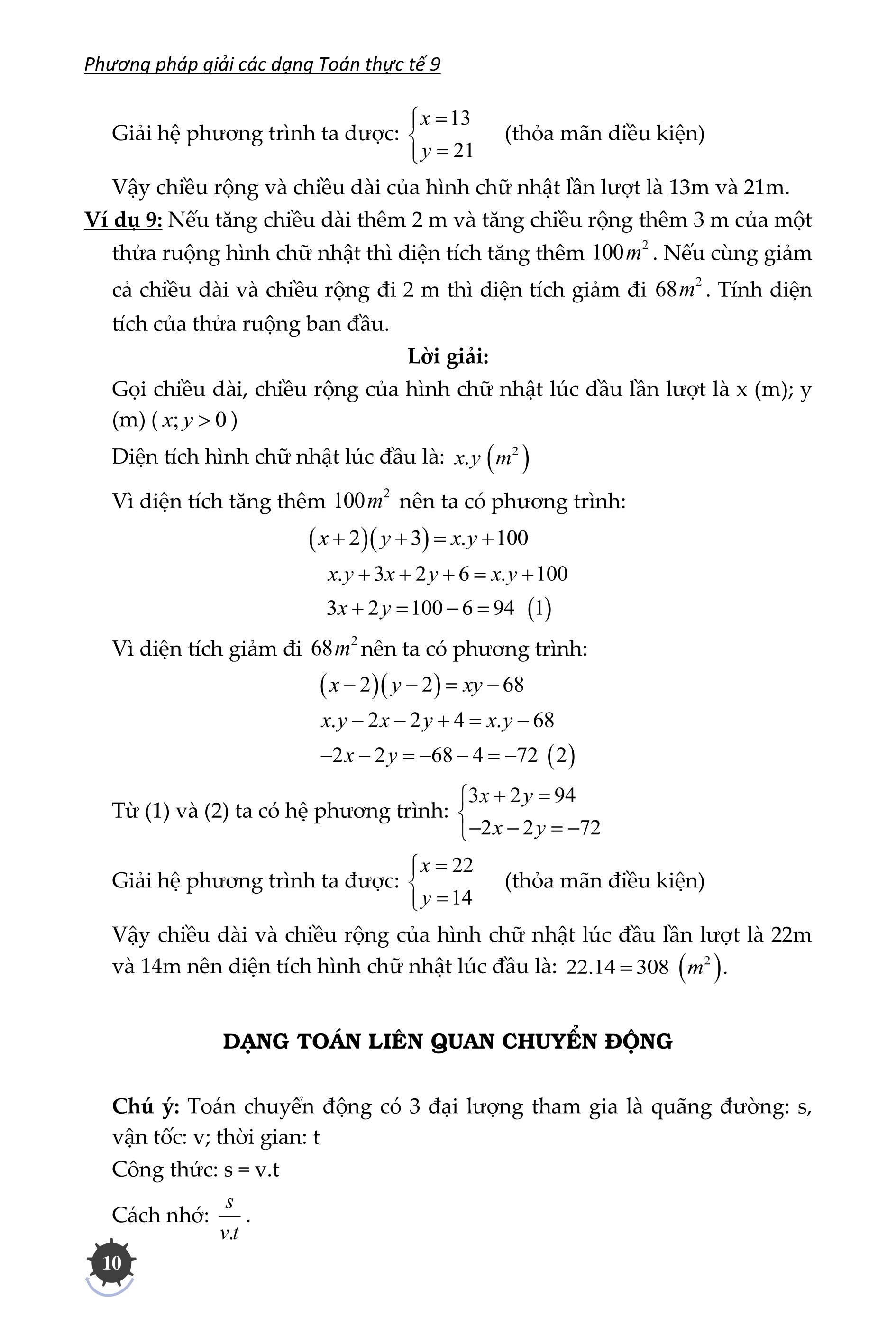phương pháp giải các dạng toán thực tế 9