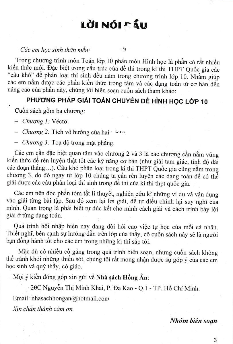 phương pháp giải toán chuyên đề hình học lớp 10 (biên soạn theo chương trình giáo dục phổ thông mới - dùng chung cho các bộ sgk hiện hành)