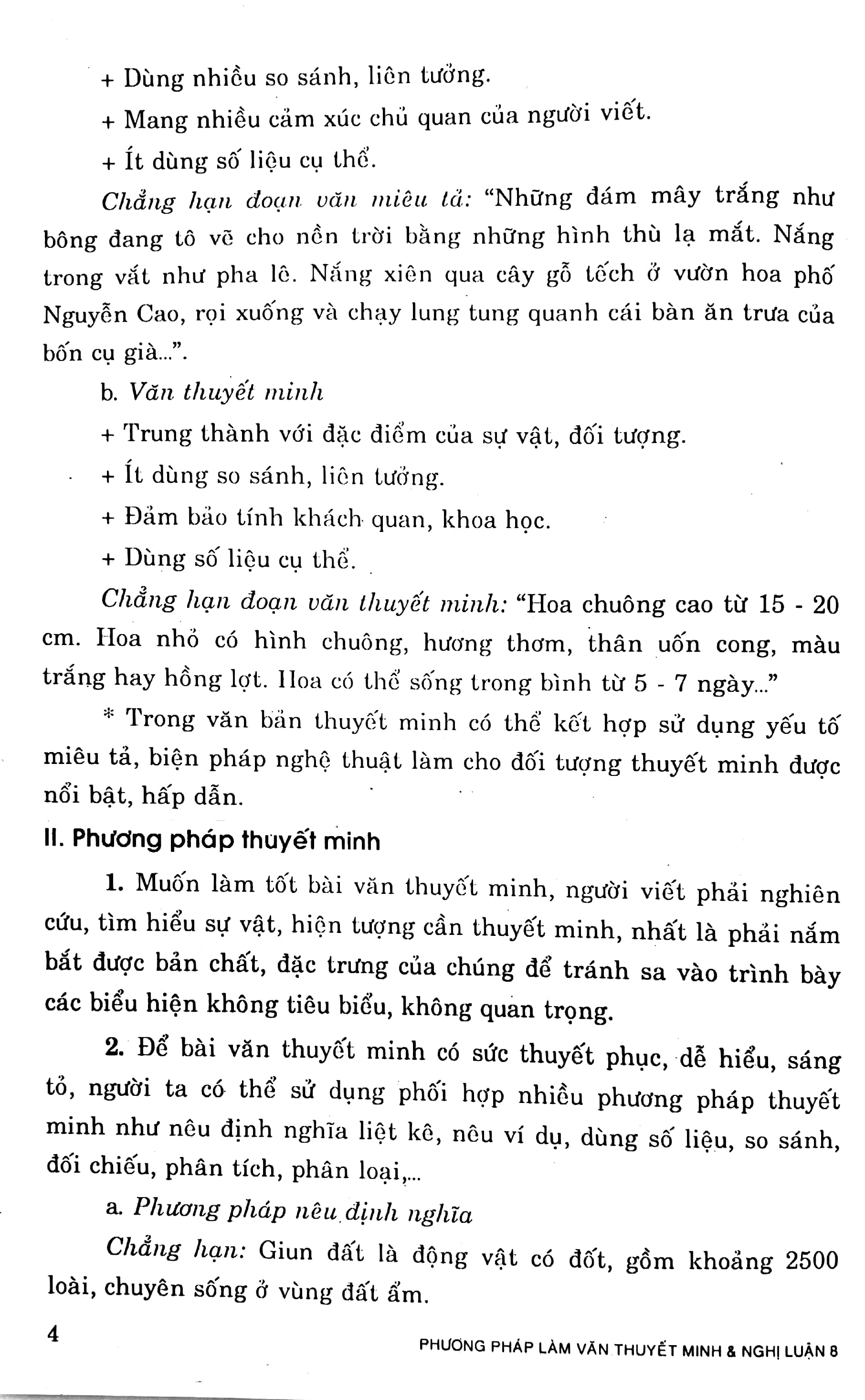 phương pháp làm văn thuyết minh và nghị luận 8