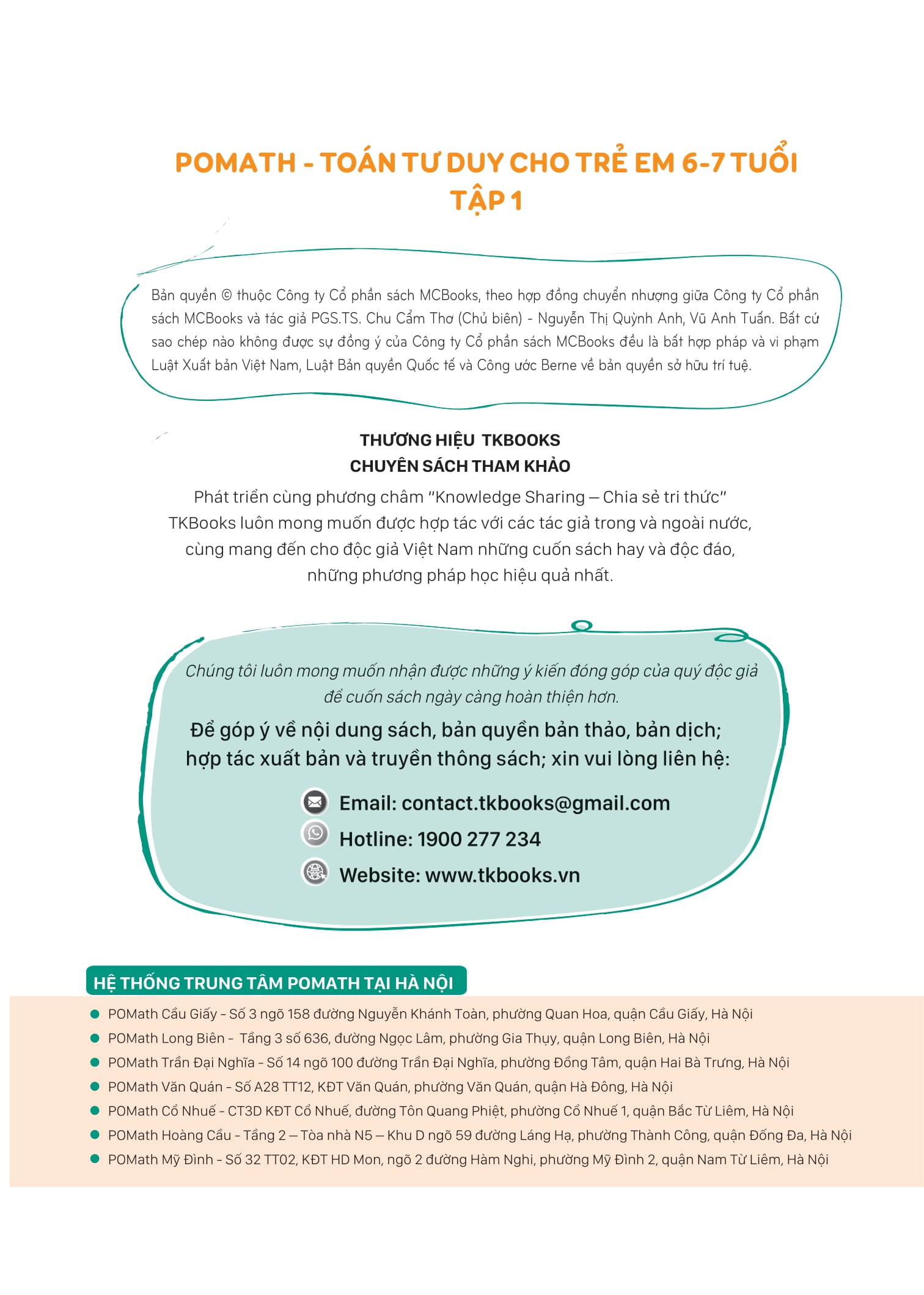 pomath - toán tư duy cho trẻ em - 6-7 tuổi - tập 1