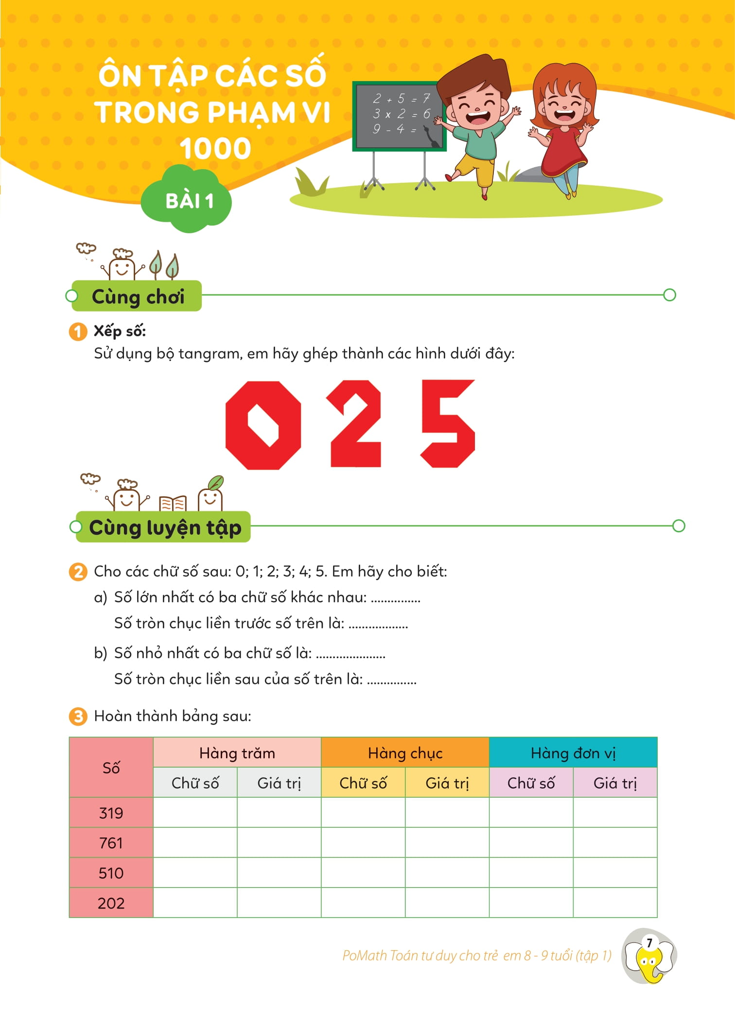 pomath - toán tư duy cho trẻ em 8-9 tuổi - tập 1