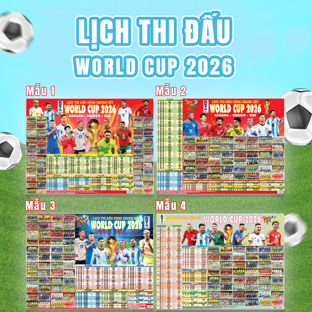 Poster Lịch Thi Đấu Vòng Chung Kết World Cup 2026 - Kèm Ống - 65 x 86 cm - Mẫu 1