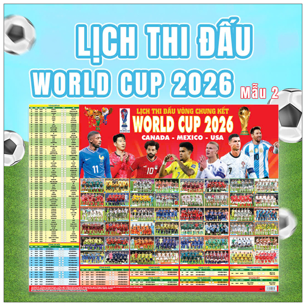 Poster Lịch Thi Đấu Vòng Chung Kết World Cup 2026 - Kèm Ống - 65 x 86 cm - Mẫu 1