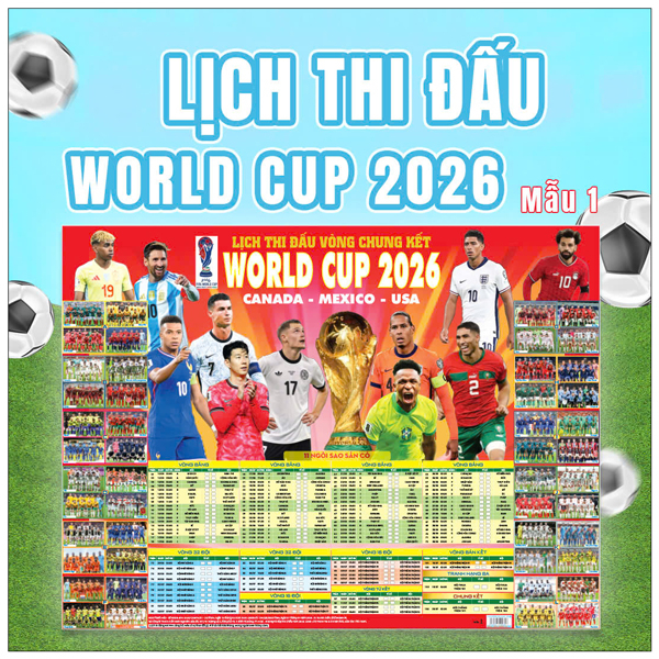 Poster Lịch Thi Đấu Vòng Chung Kết World Cup 2026 - Kèm Ống - 65 x 86 cm - Mẫu 2