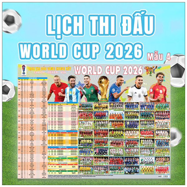 Poster Lịch Thi Đấu Vòng Chung Kết World Cup 2026 - Kèm Ống - 65 x 86 cm - Mẫu 2