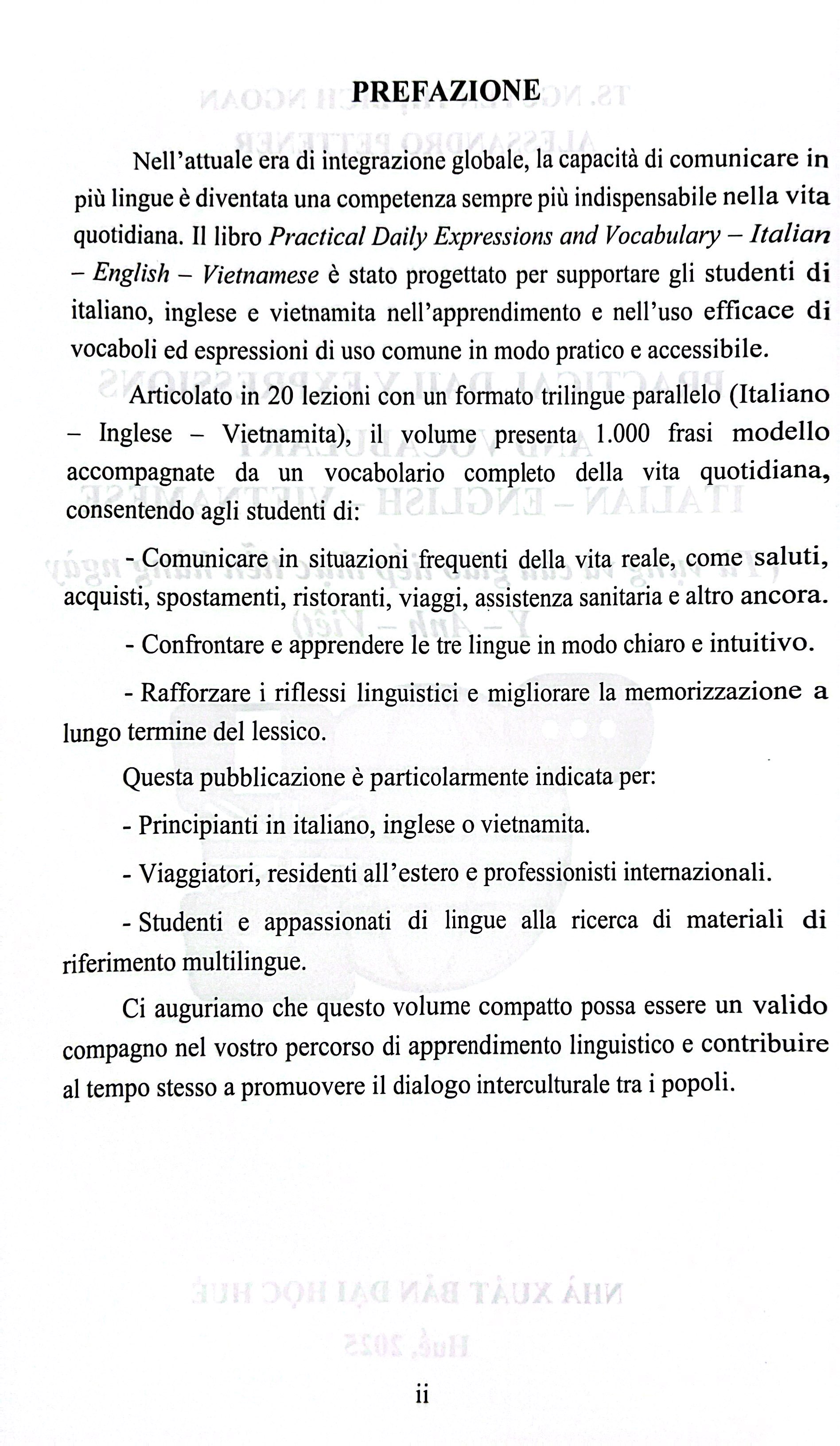 Practical Daily Expressions And Vocabulary Italian-English-Vietnamese - Từ Vựng Và Câu Giao Tiếp Thực Tiễn Hàng Ngày Ý-Anh-Việt