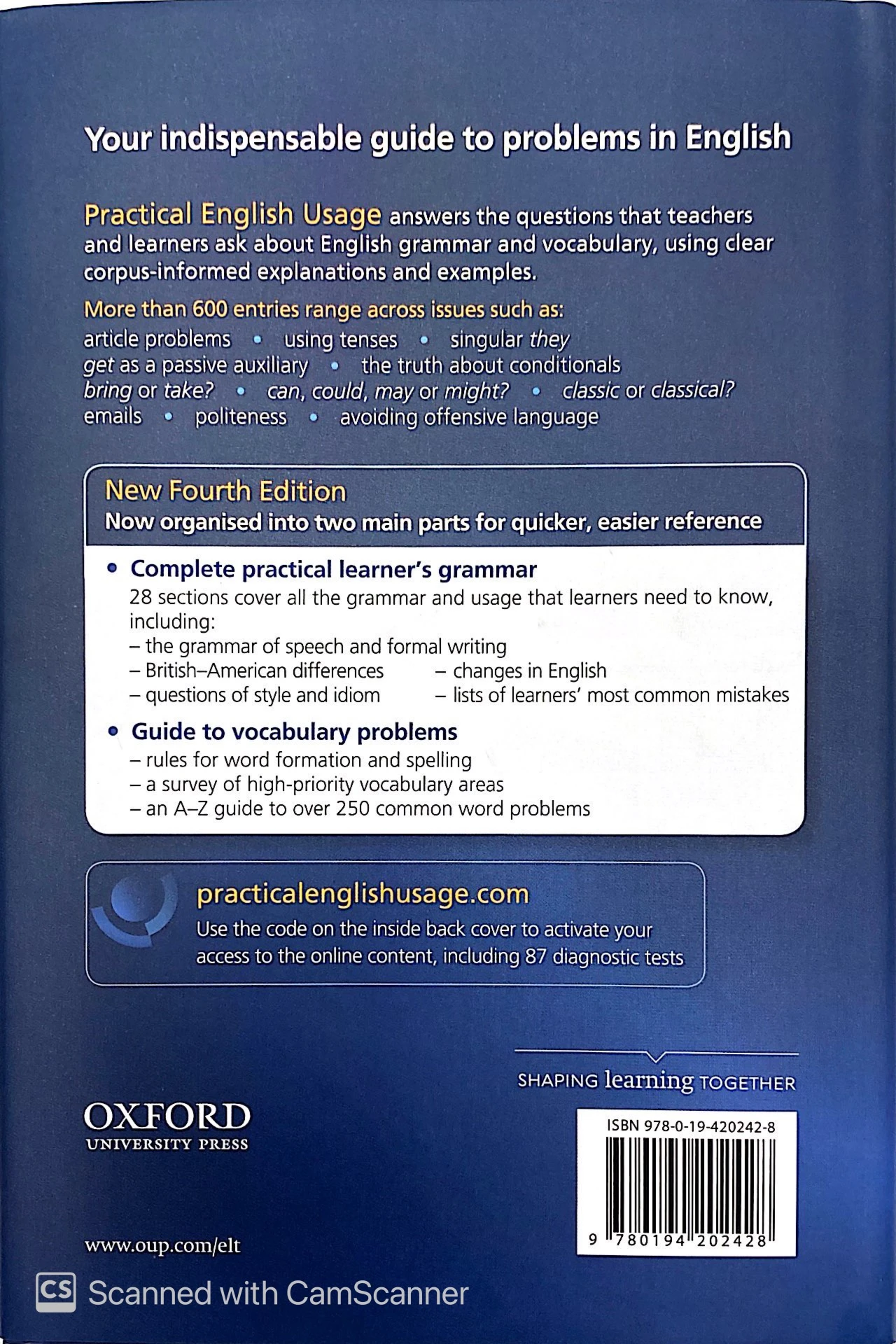 practical english usage 4th edition: hardback with online access code pack