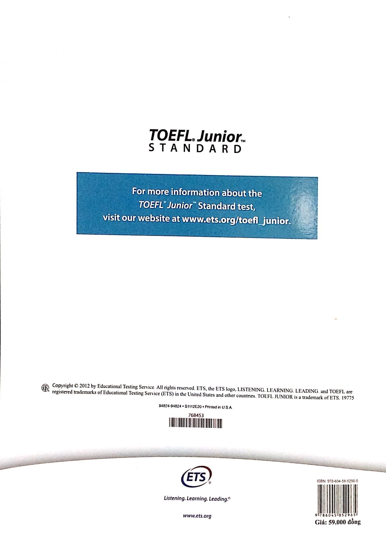 practice test for the toefl junior standard test