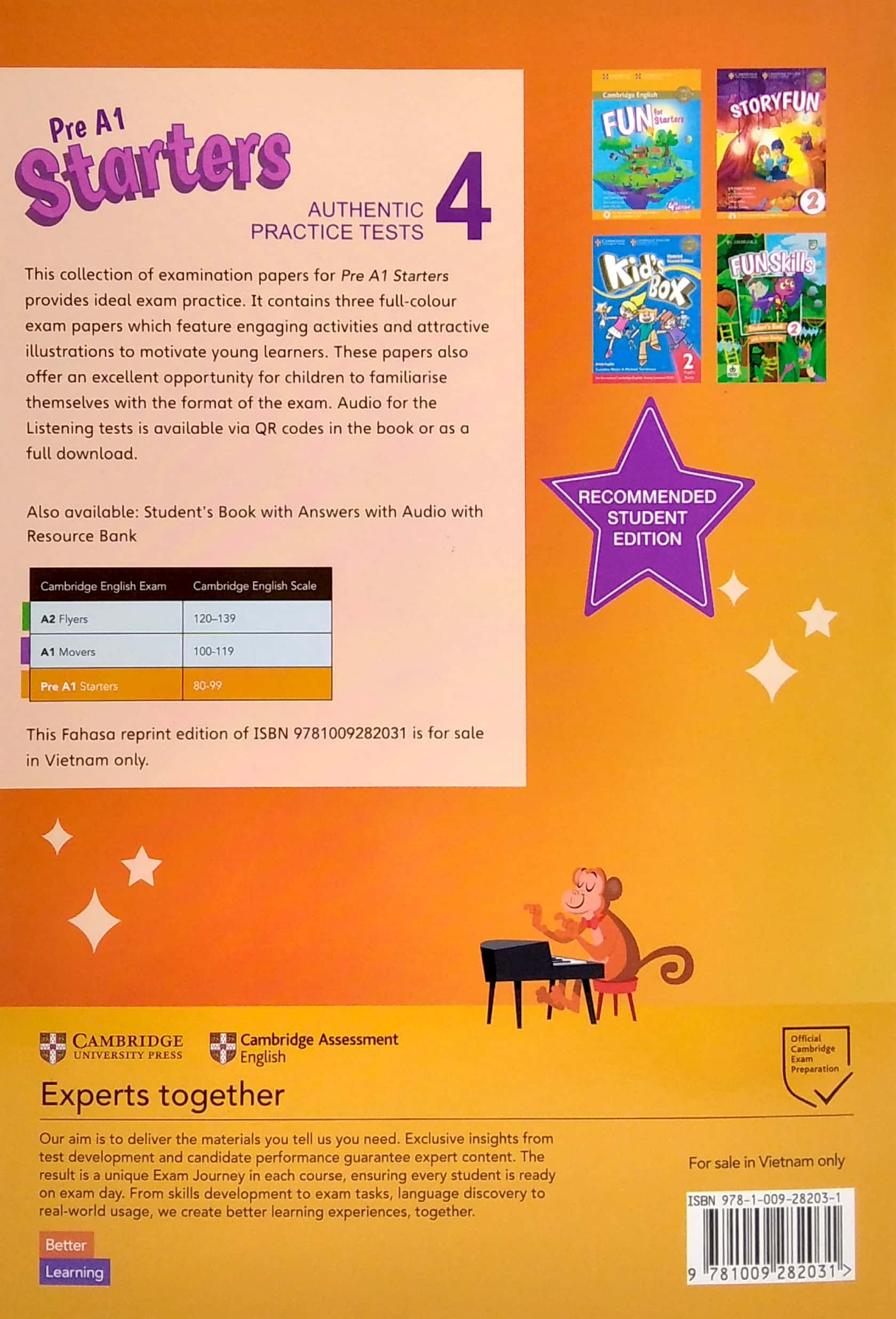 pre a1 starters 4 authentic practice tests: student's book without answers with audio - fahasa reprint edition