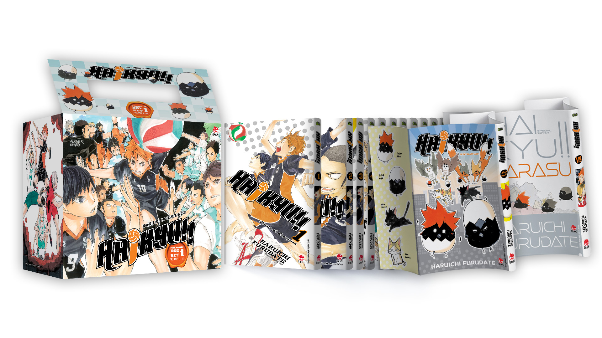 Premium Boxset Haikyu!! - Tap - 1 - 15 (Bo 15 Cuon) - Tang Kem Bia Ao Hieu Ung UV + Bia Ao Hieu Ung Metalize