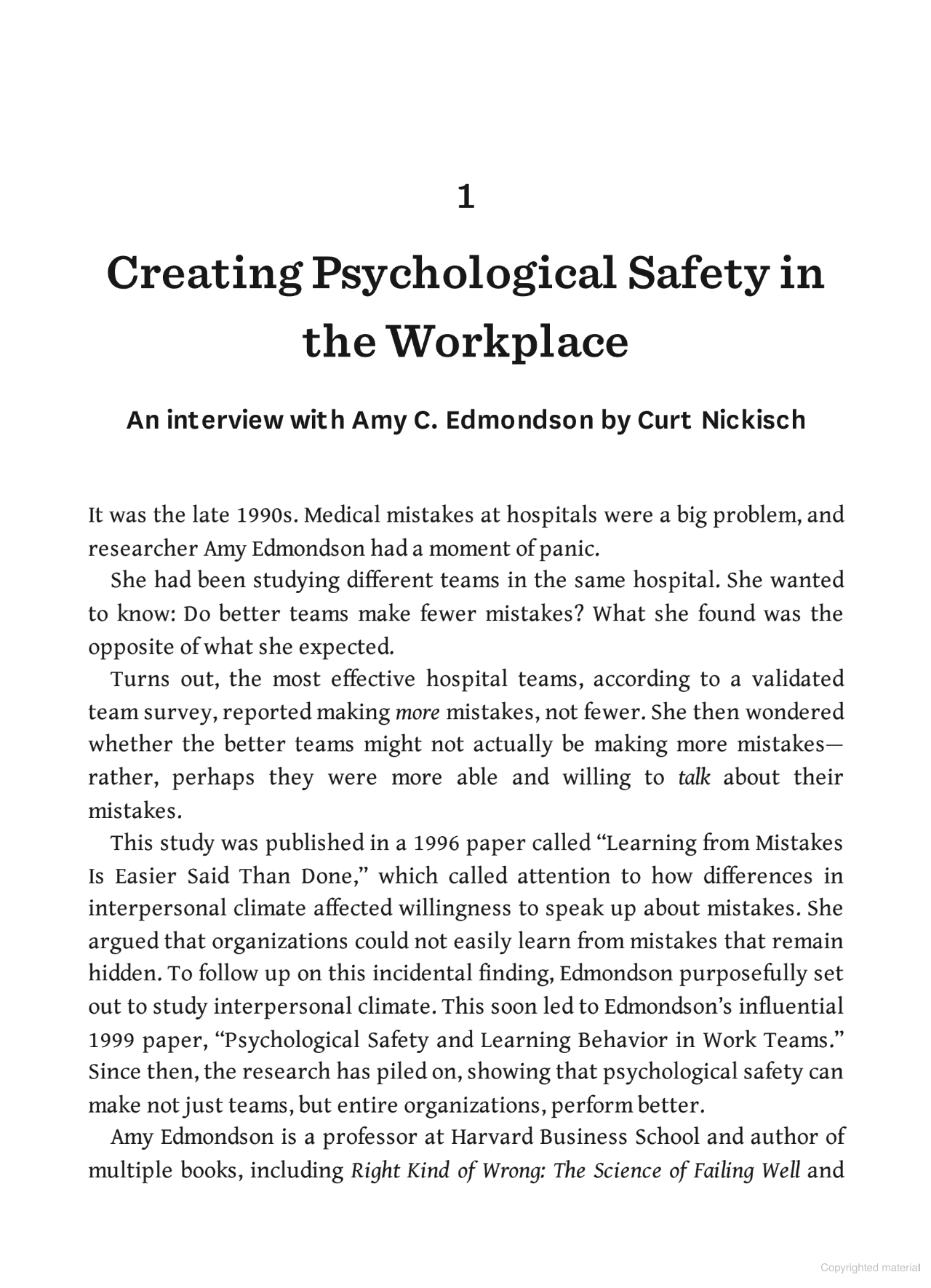 Psychological Safety (HBR Emotional Intelligence Series)