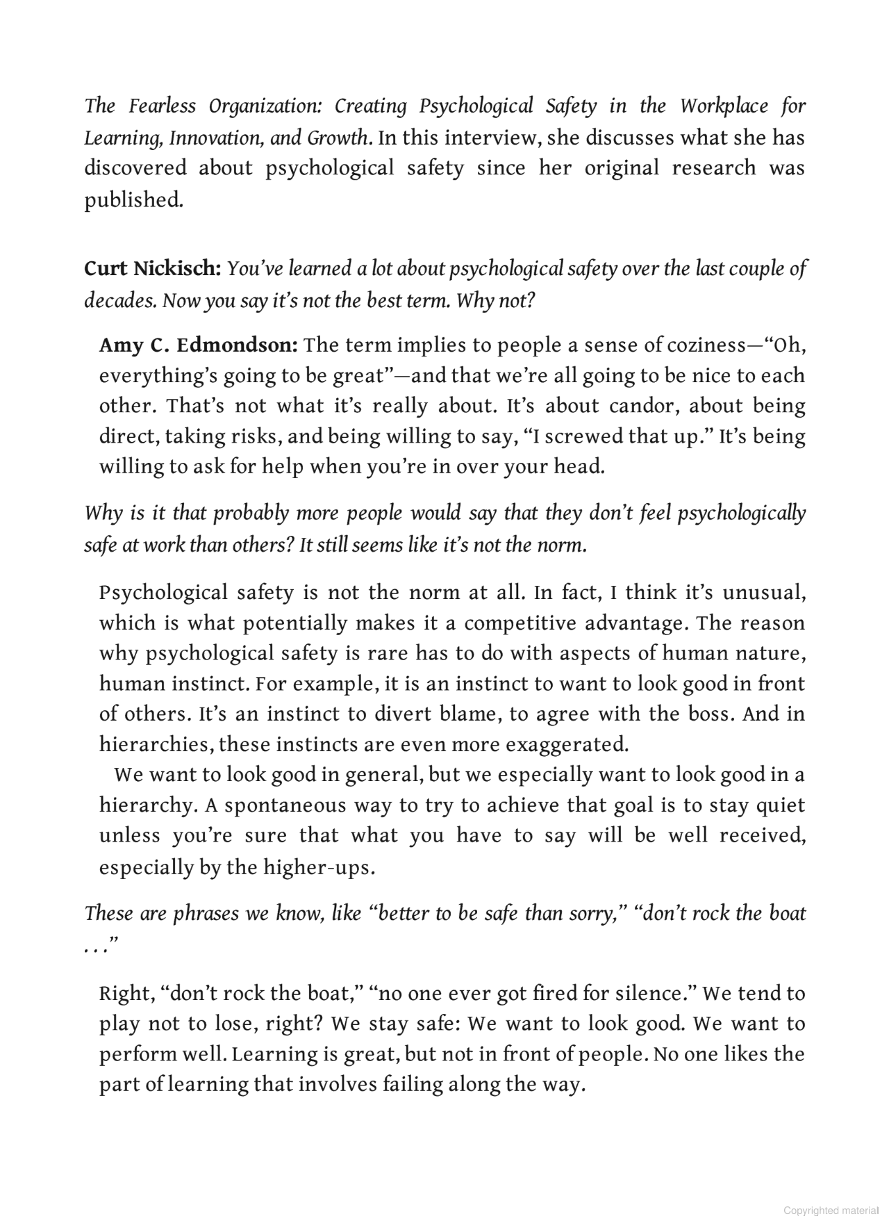 Psychological Safety (HBR Emotional Intelligence Series)