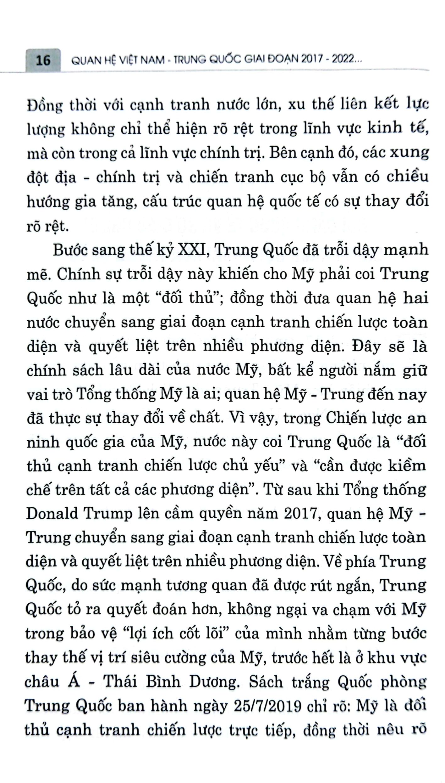 quan hệ việt nam-trung quốc giai đoạn 2017-2022: những điều chỉnh chính sách của trung quốc và hàm ý đối với việt nam