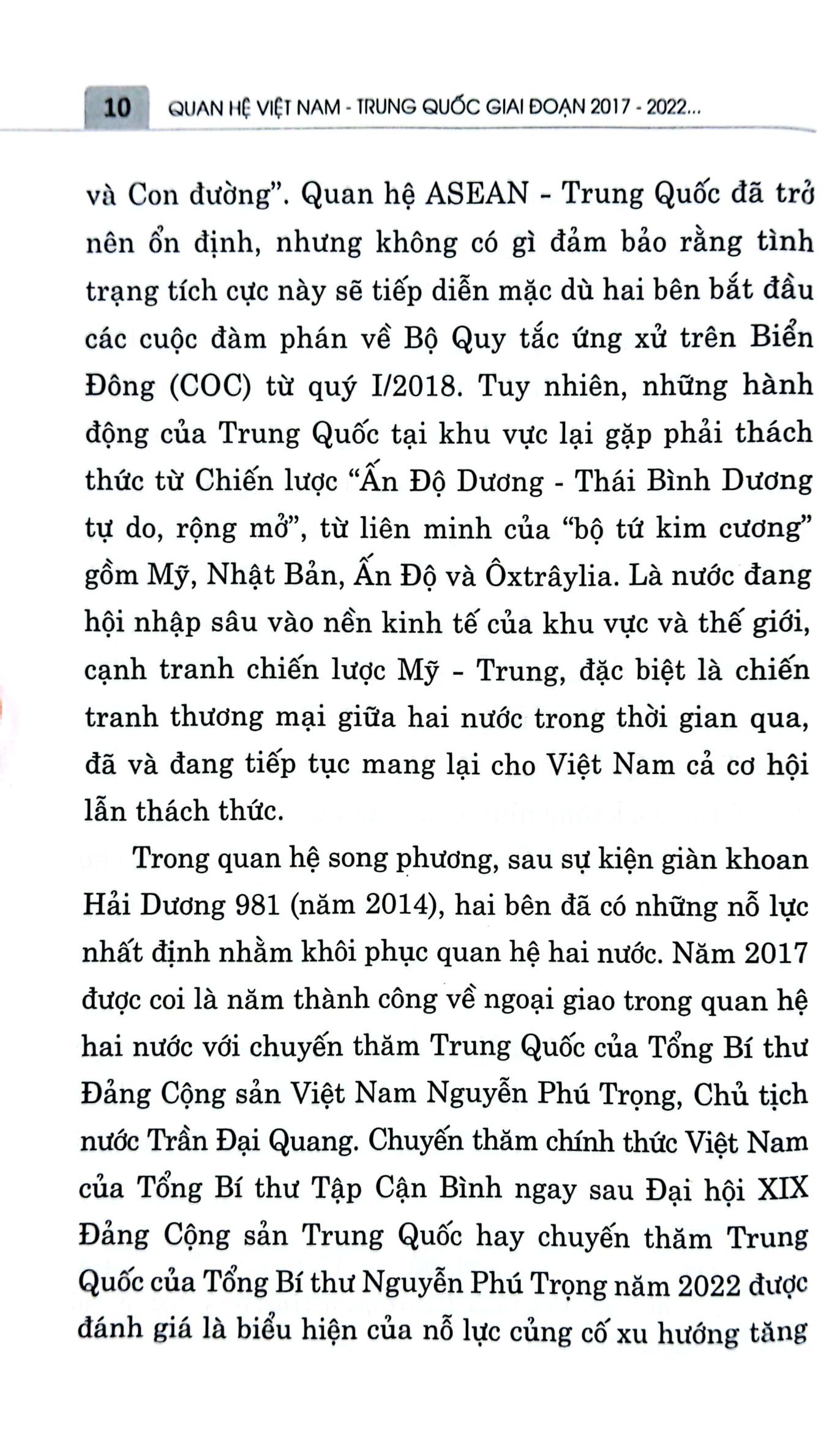 quan hệ việt nam-trung quốc giai đoạn 2017-2022: những điều chỉnh chính sách của trung quốc và hàm ý đối với việt nam