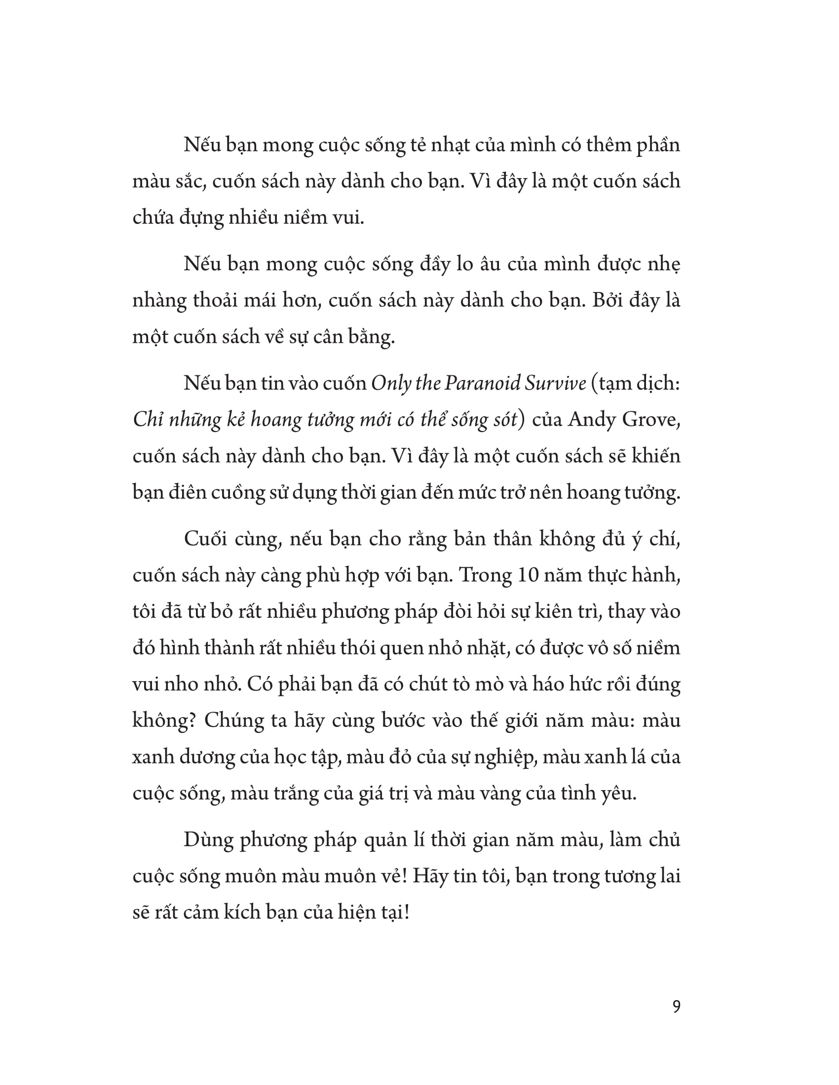 quản lí thời gian theo năm màu