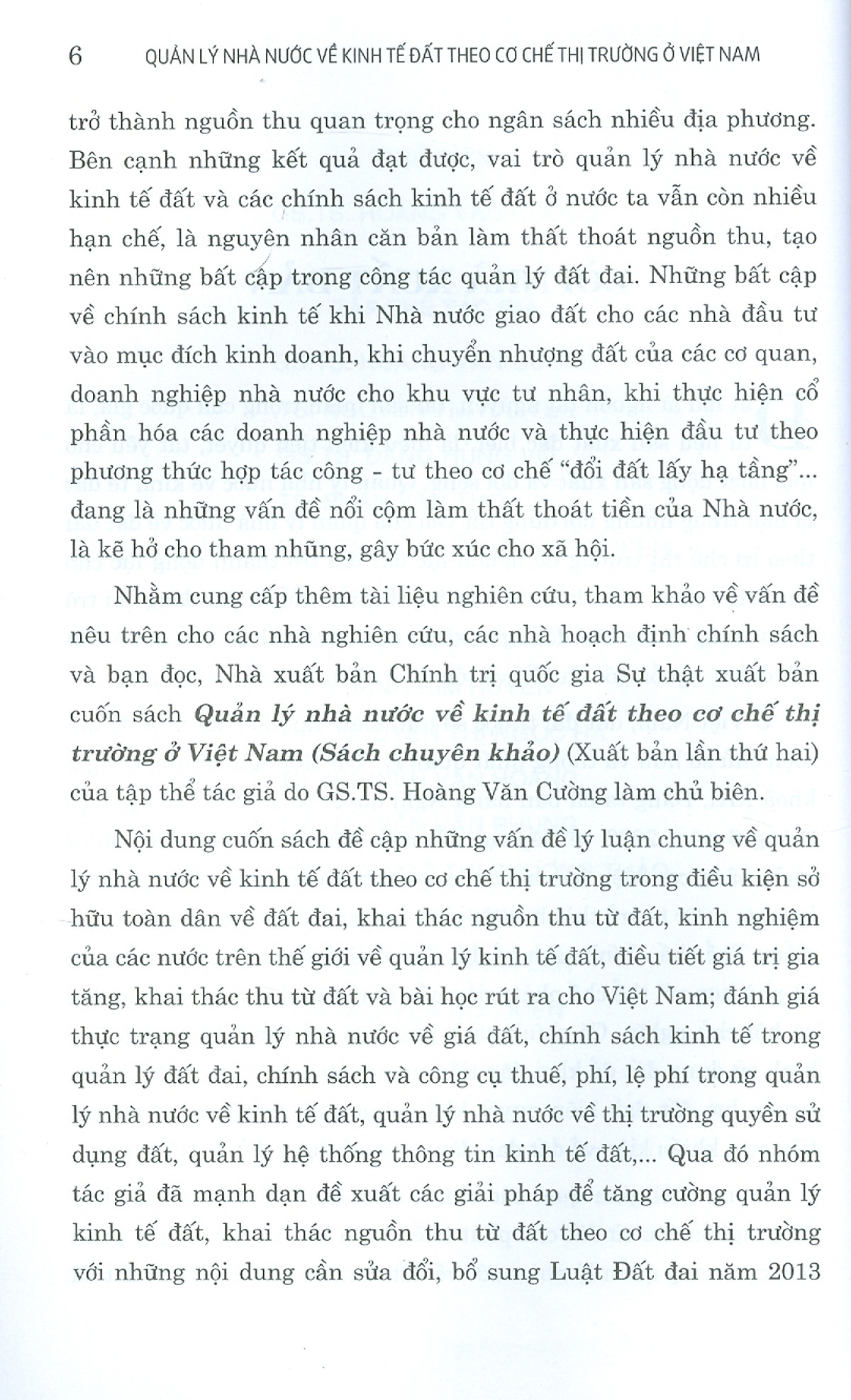 quản lý nhà nước về kinh tế đất theo cơ chế thị trường ở việt nam (sách chuyên khảo)