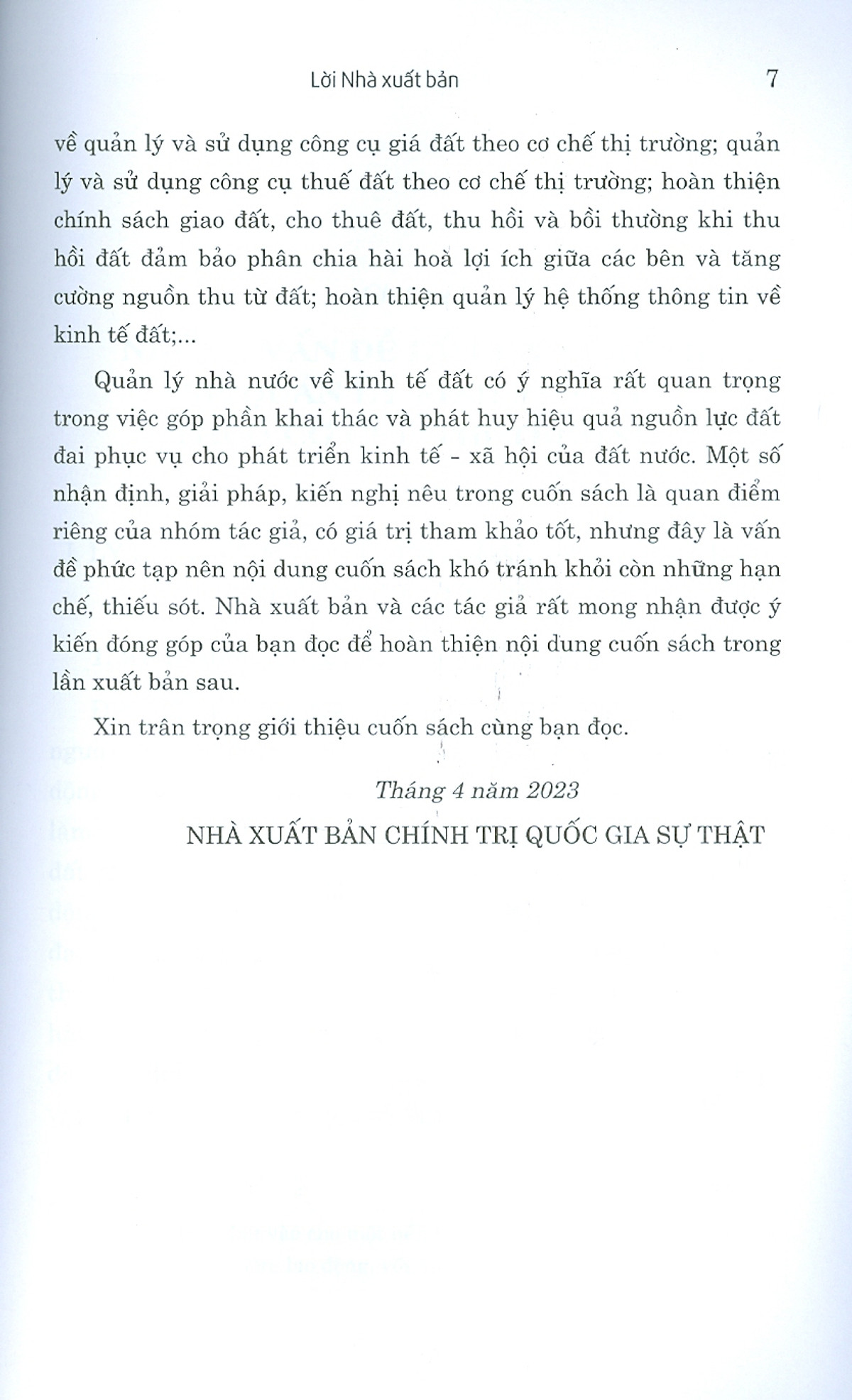 quản lý nhà nước về kinh tế đất theo cơ chế thị trường ở việt nam (sách chuyên khảo)