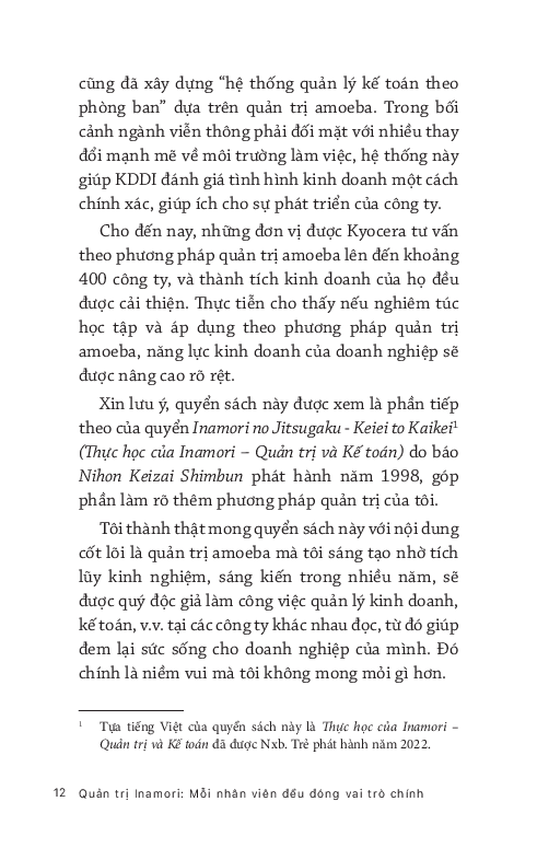 quản trị inamori: mỗi nhân viên đều đóng vai trò chính