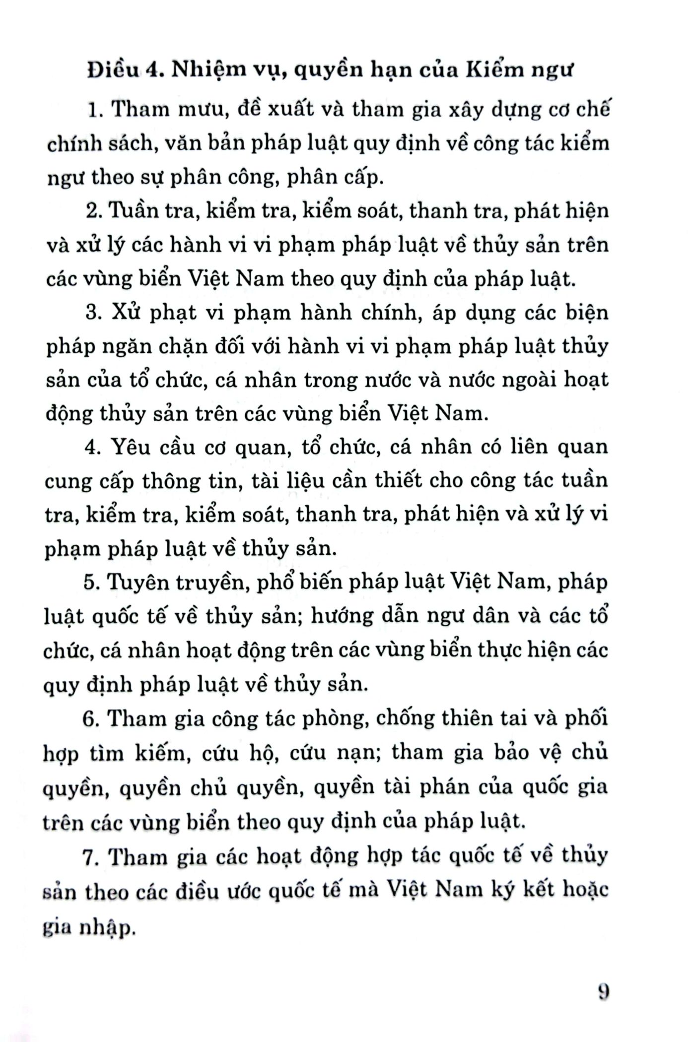 quy định pháp luật về tổ chức và hoạt động của kiểm ngư