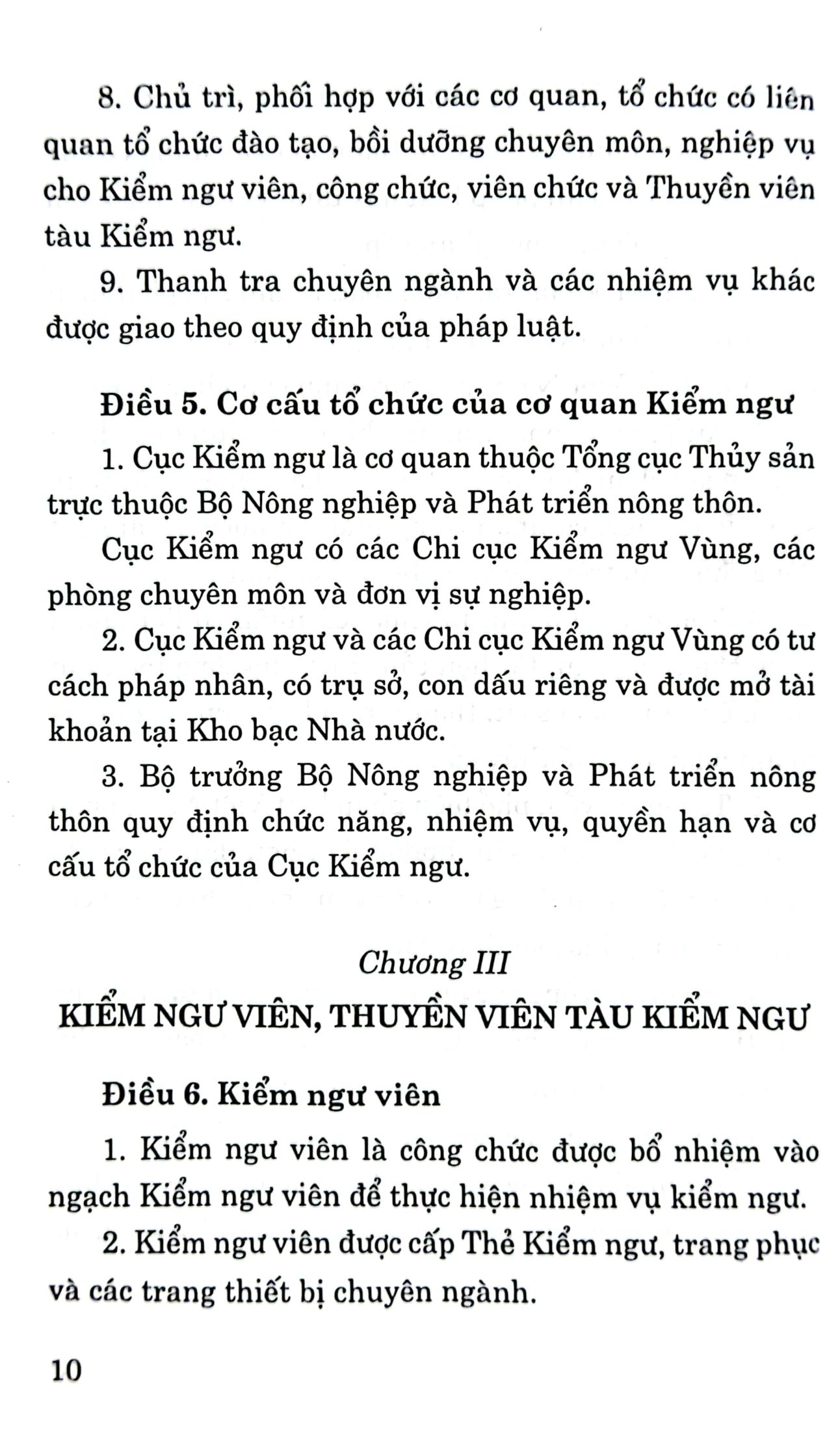 quy định pháp luật về tổ chức và hoạt động của kiểm ngư