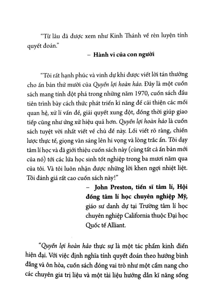 quyền lợi hoàn hảo - quyết đoán và bình đẳng trong các mối quan hệ và cuộc sống