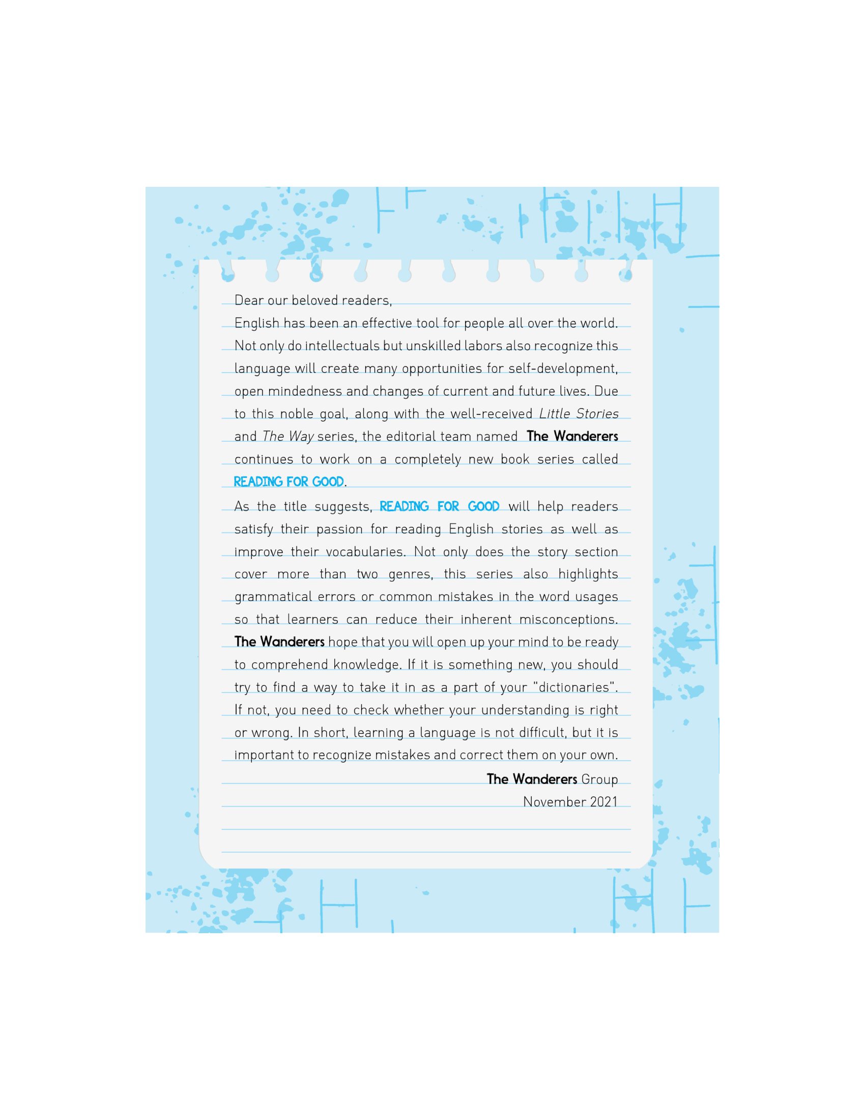 reading for good - never give up