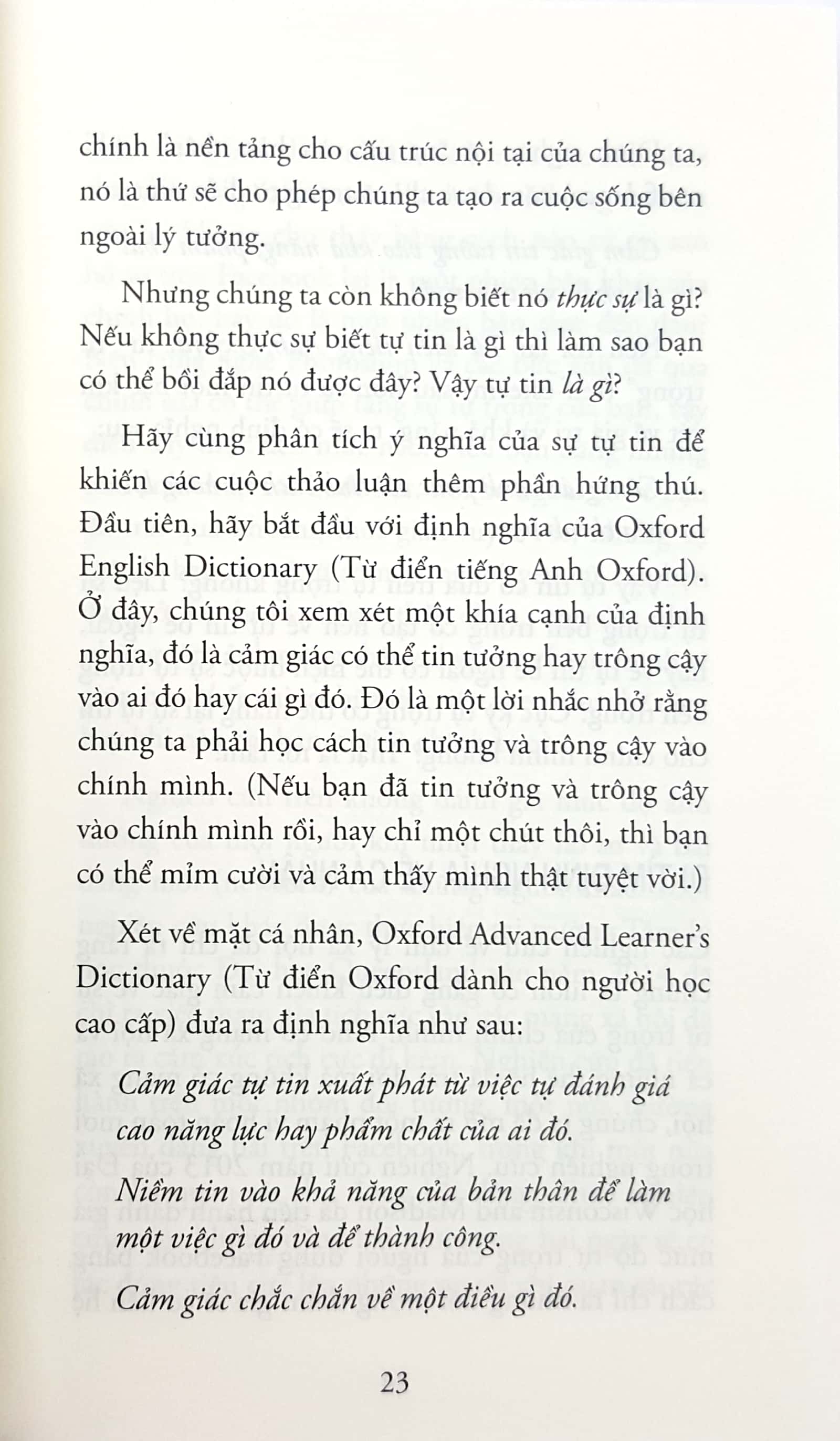 real confidence - không còn cảm giác nhỏ bé và bắt đầu trở nên can đảm