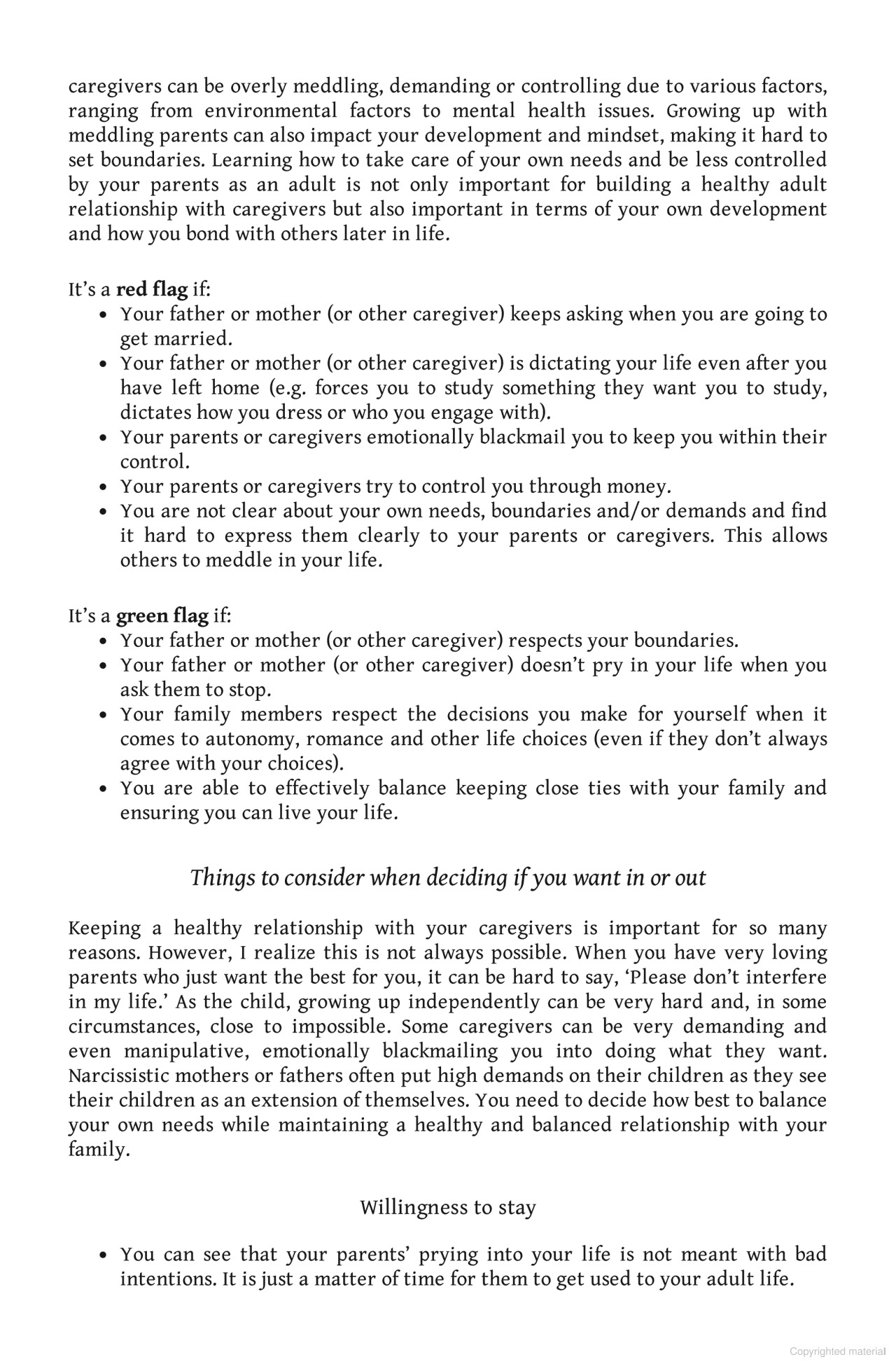 red flags, green flags