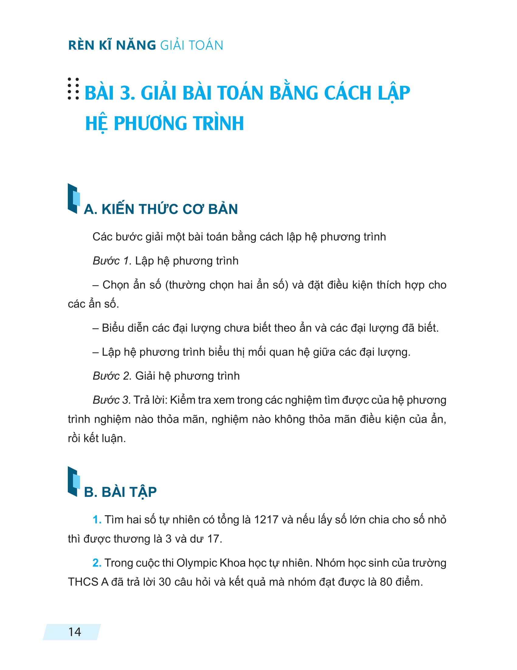 rèn kĩ năng giải toán lớp 9 - tập 1