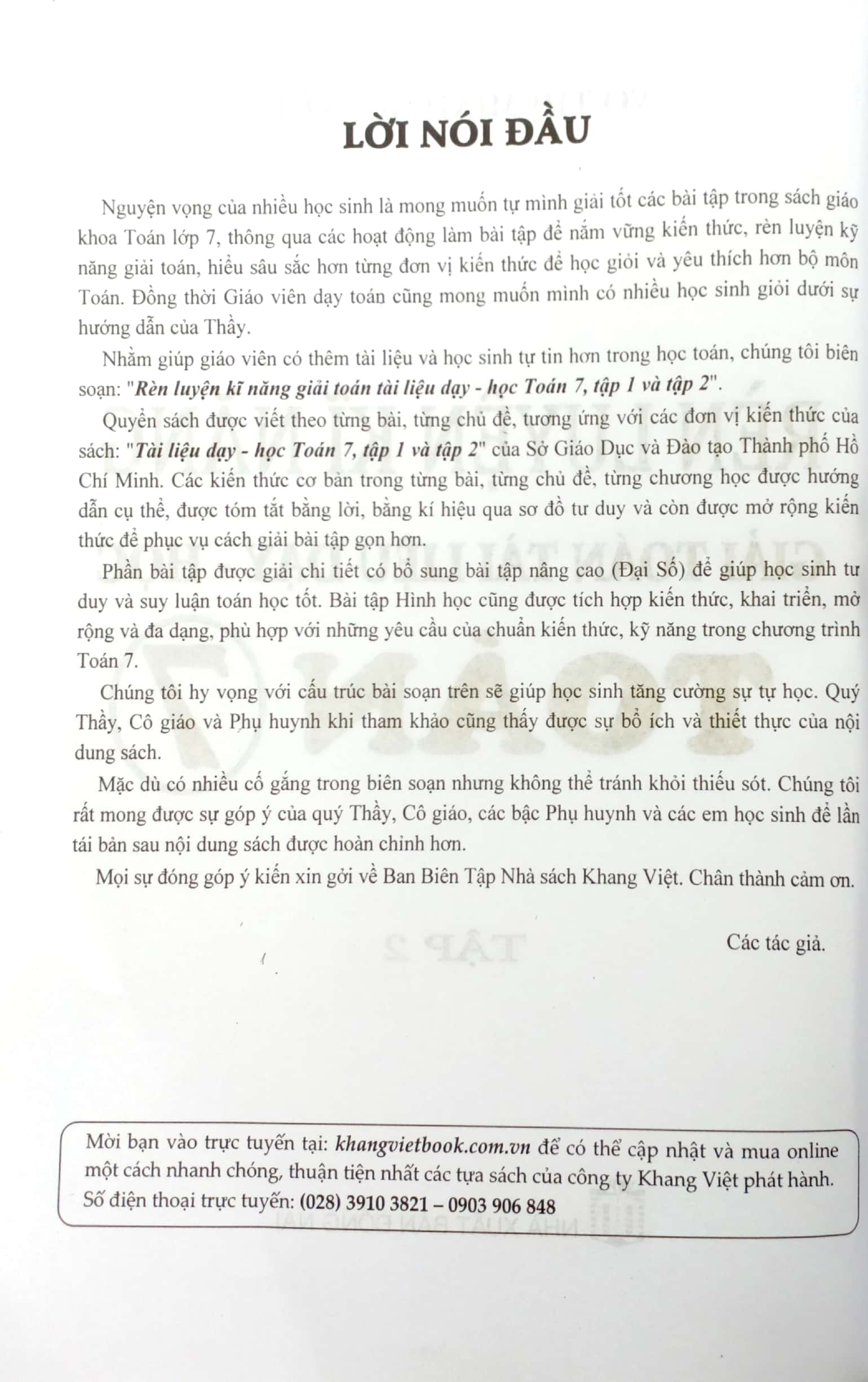 rèn luyện kỹ năng giải toán tài liệu dạy học môn toán lớp 7 - tập 2